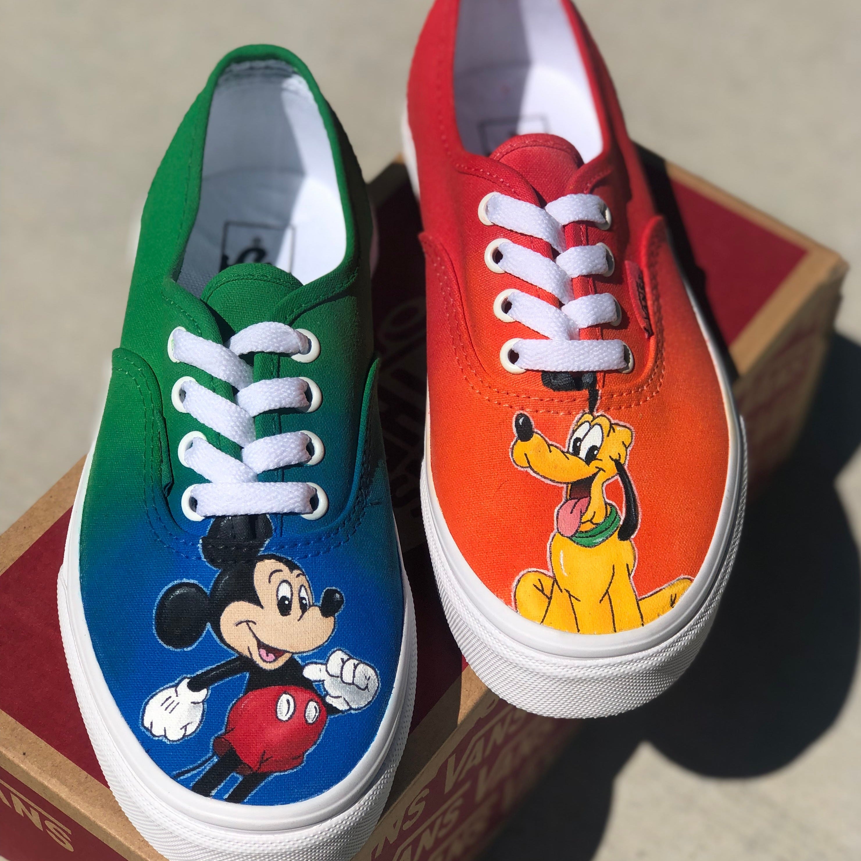 Mickey Mouse and Pluto Disney - Custom Painted Vans - Vans Slip-On - V –  Merakicks