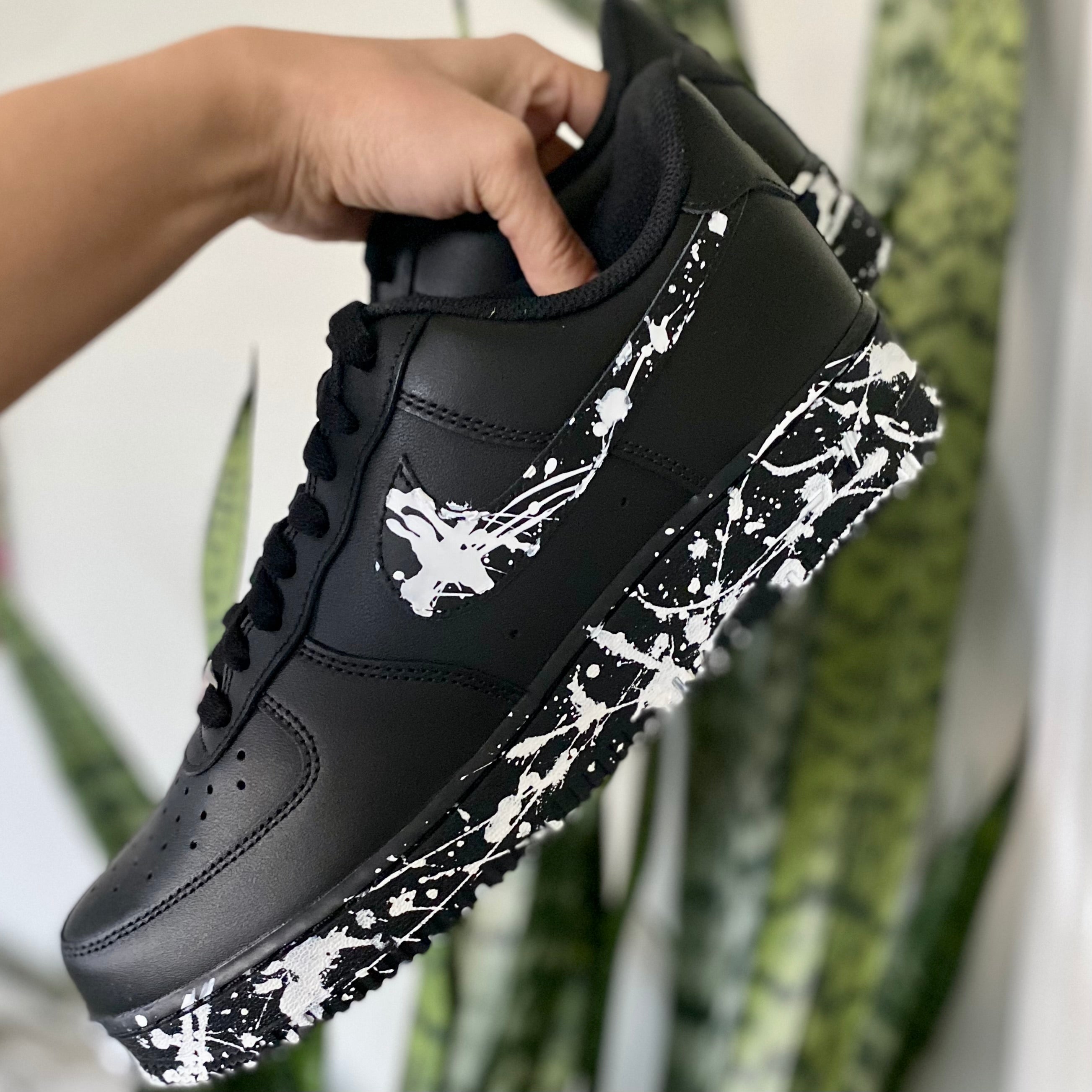 Nike Air Force 1 Custom Shoes White Black Red Splatter Sneakers All Sizes
