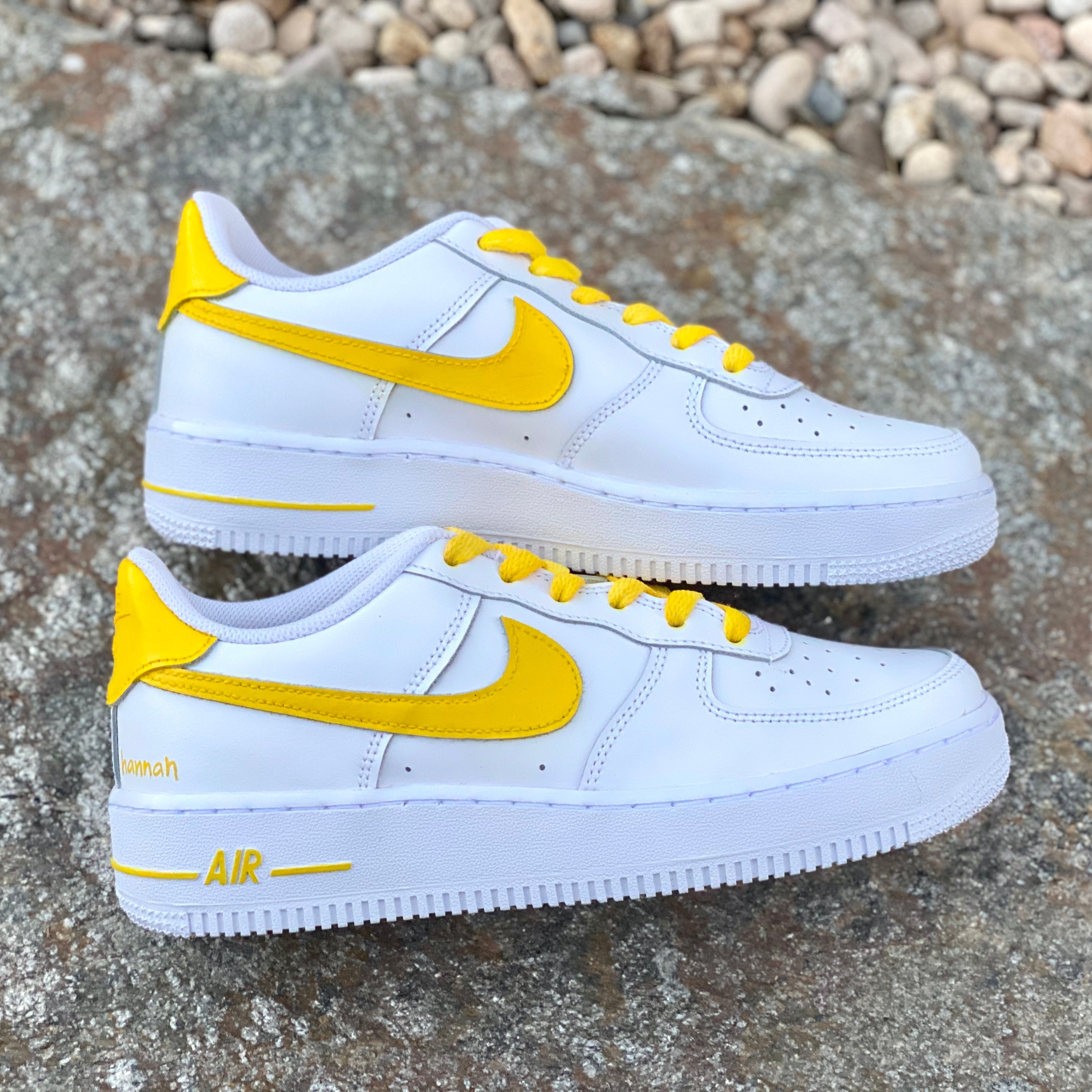 Nike air force ones with yellow swoosh Clearance