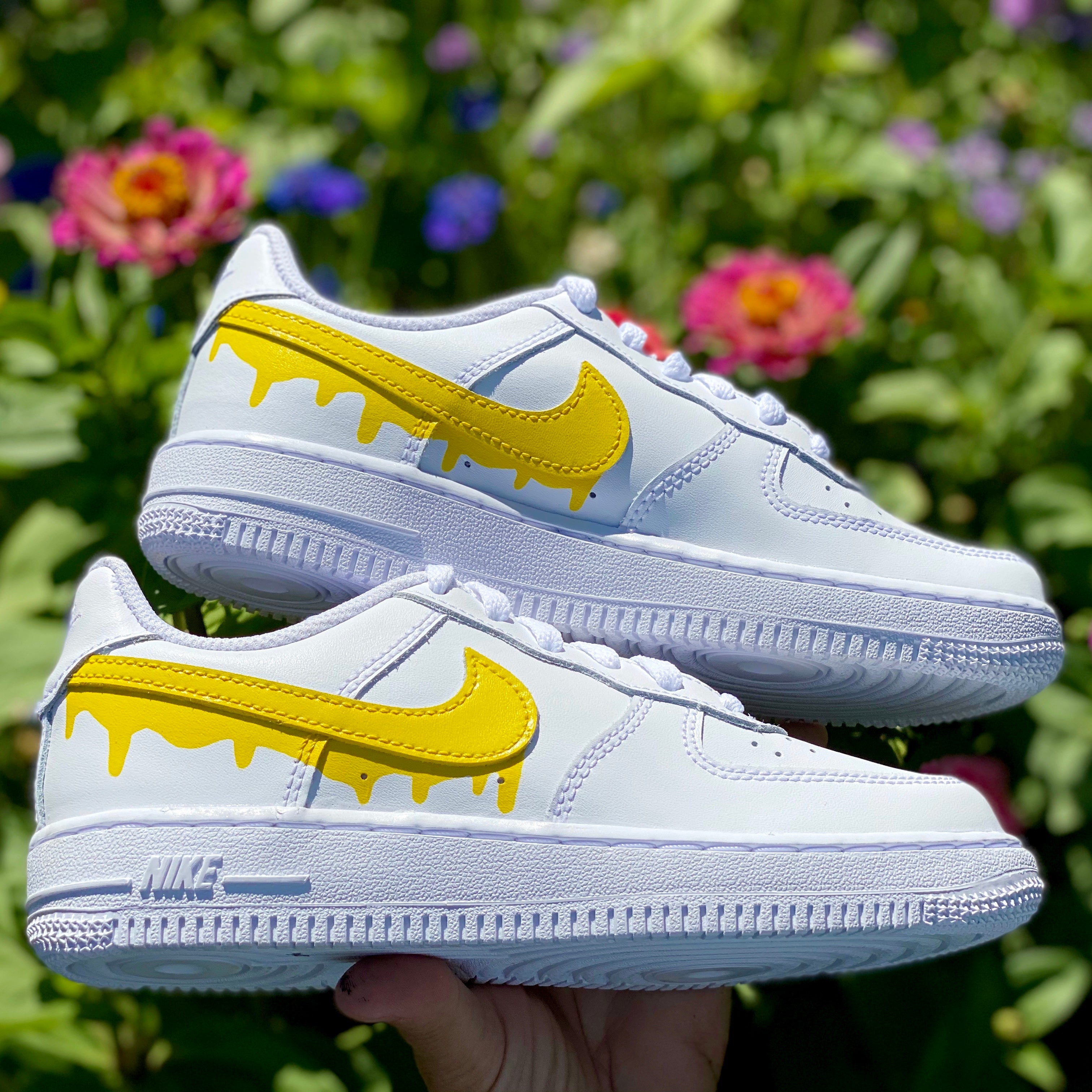 Yellow Drip All Over Custom Air Force 1 - Hand Painted AF1