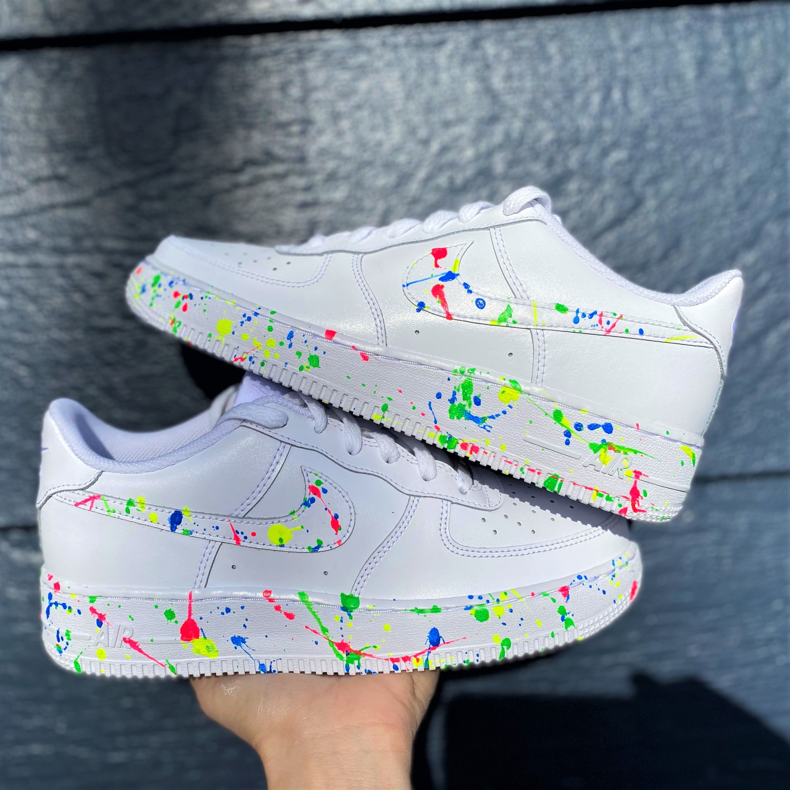 Blue and Pink Splatter Swoosh Toe and Sole - Custom Air Force 1