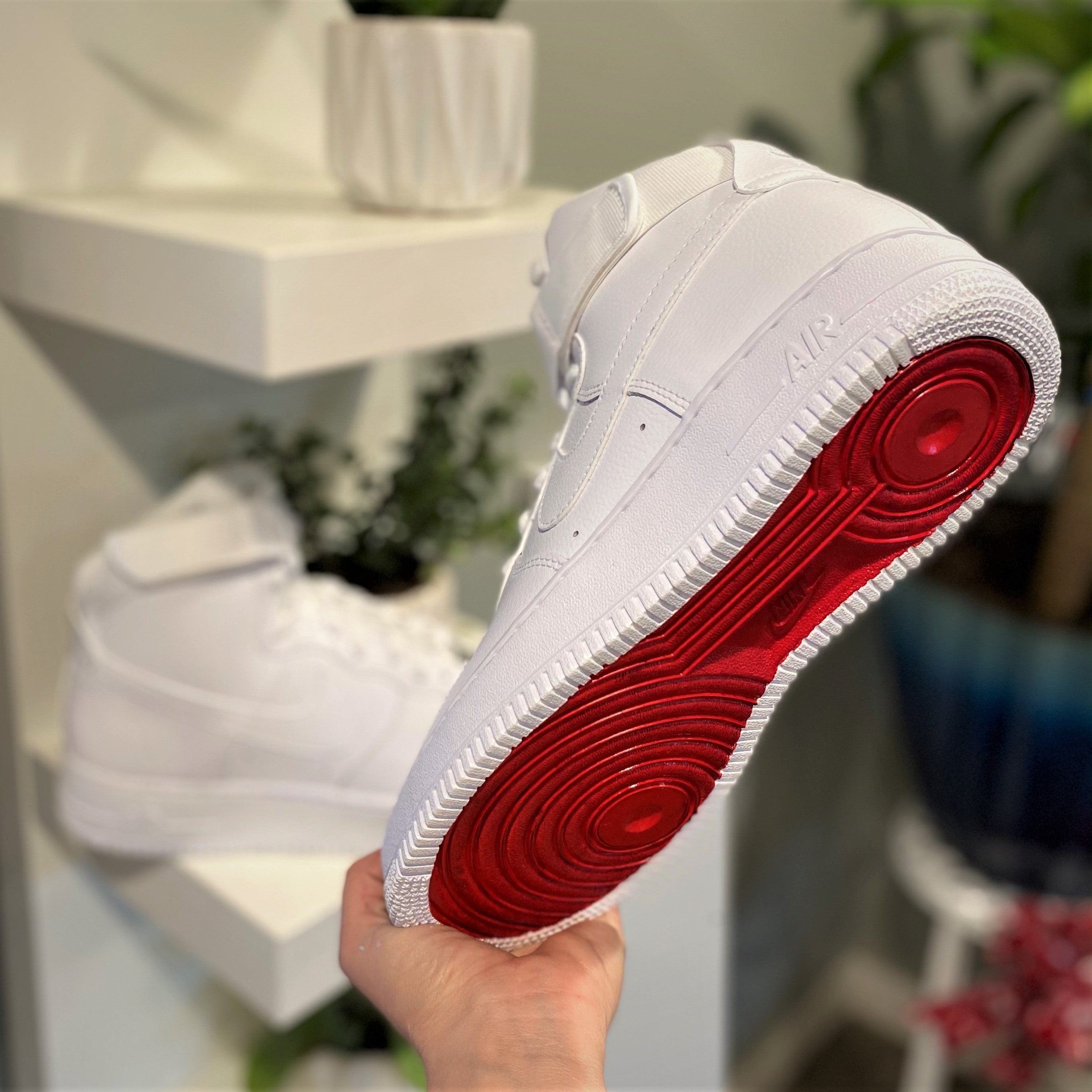 Af1 Custom Red Bottom Air Force Ones White Air Force Ones With Red