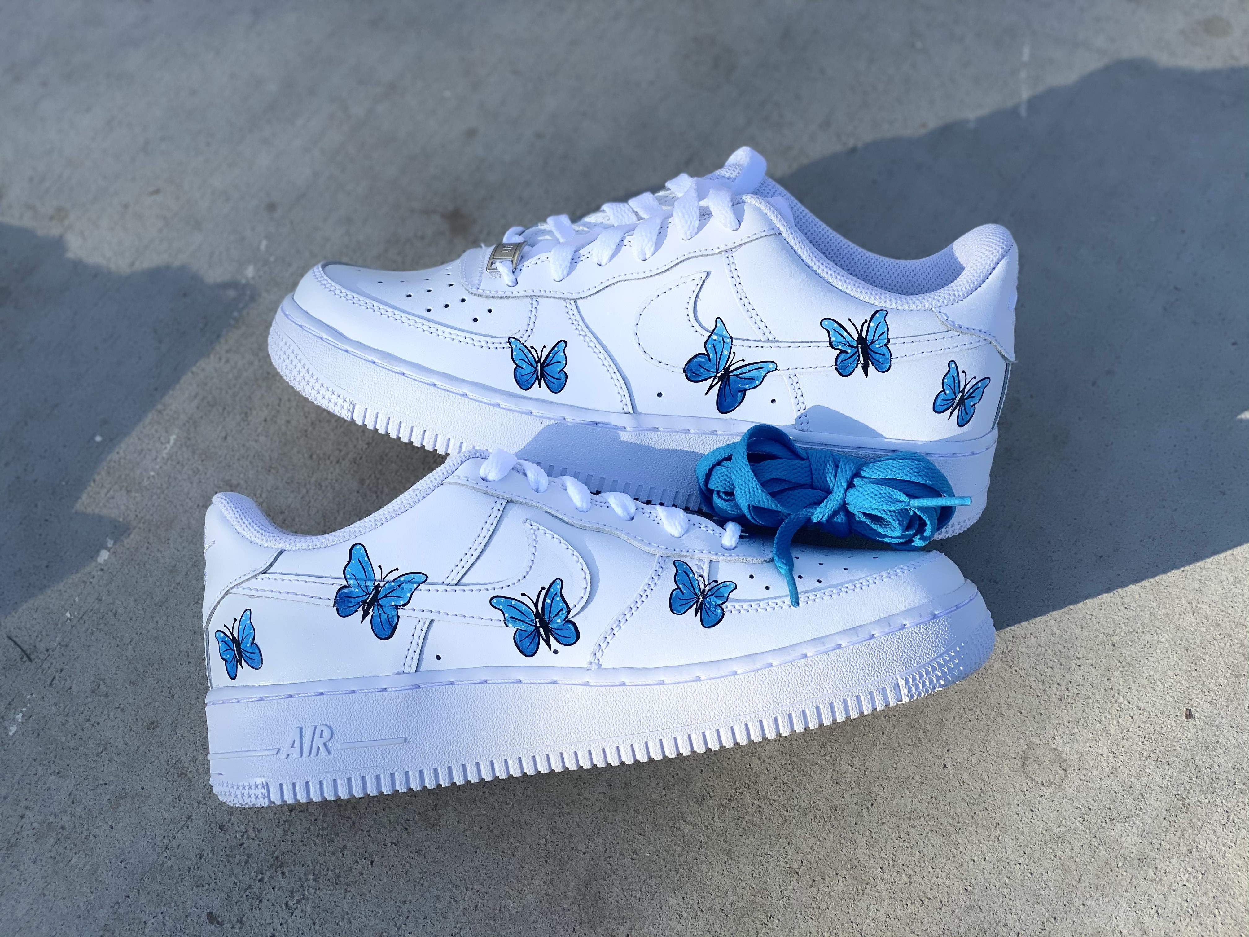 Custom Nike Air Force 1 Low Blue, Women Custom Sneaker, Af1 Low Custom, Air Force 1.