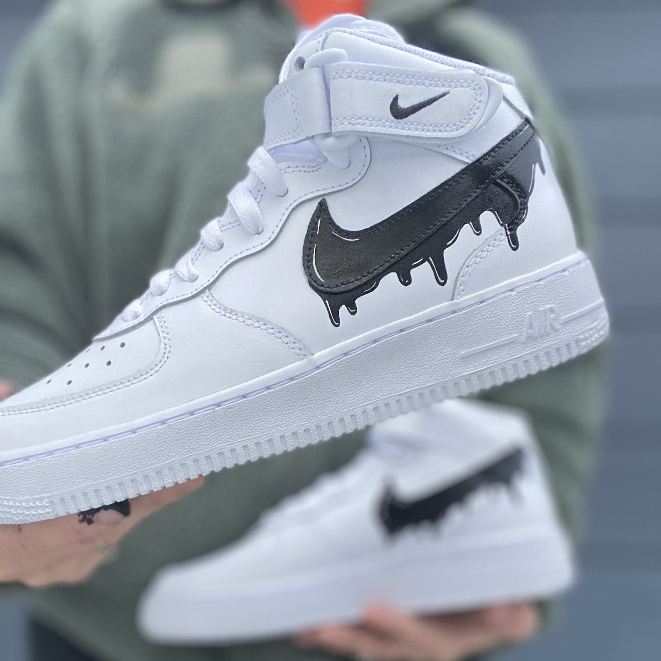 Nike Air Force 1 Cartoon Custom Low Shoes White Black Gray Outline Mens  Womens