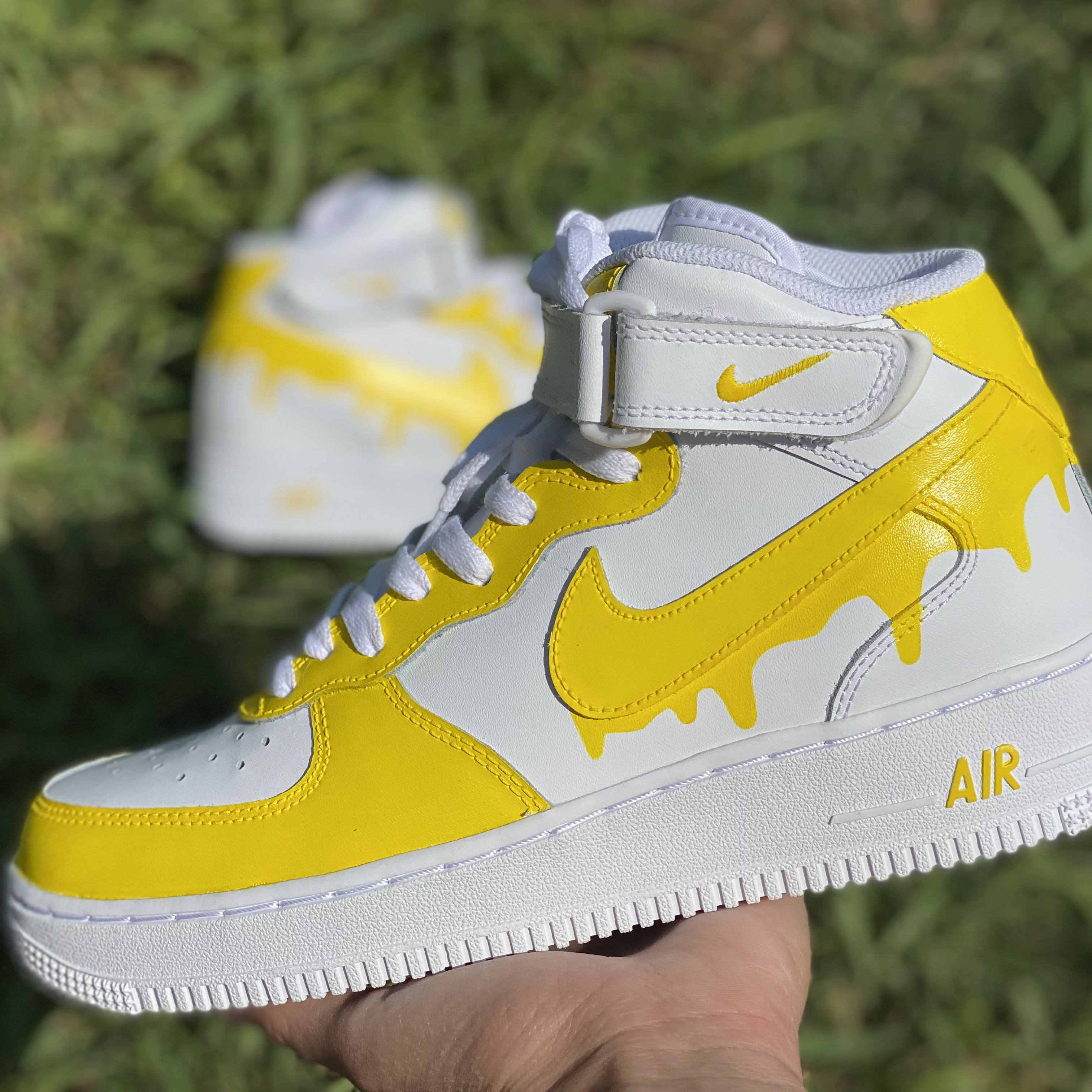 Nike Air Force 1 Custom Low Drip Two Tone White Yellow Shoes Men Women Kids