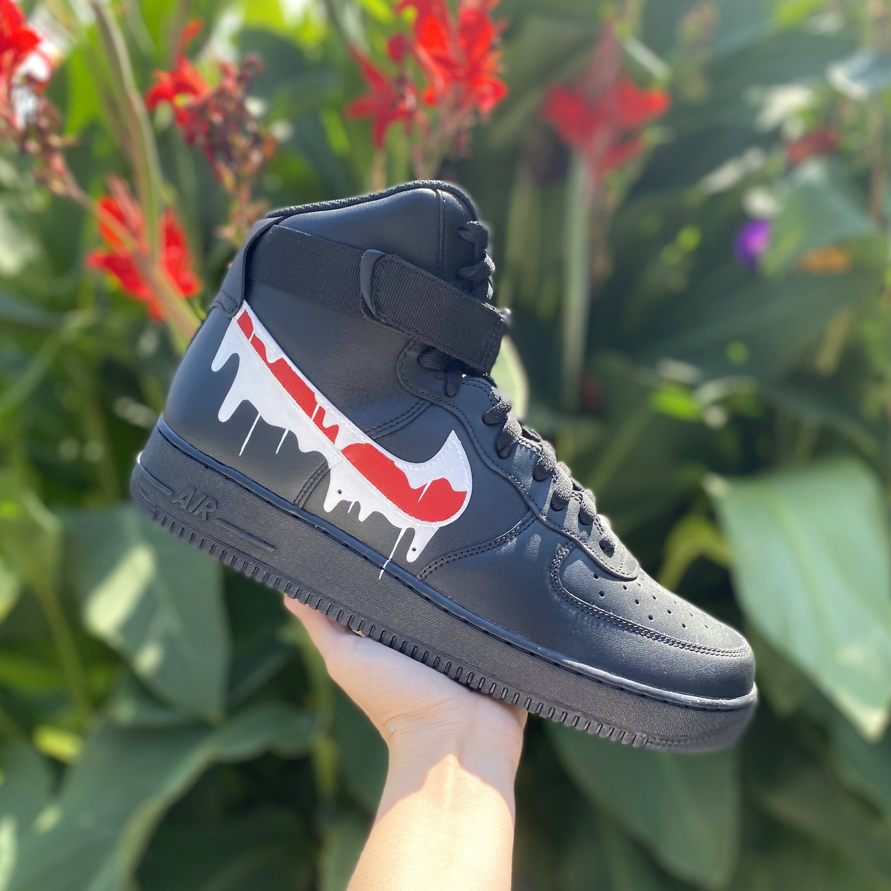 Red Drip Custom Air Force 1 - Hand Painted AF1 - Custom Forces