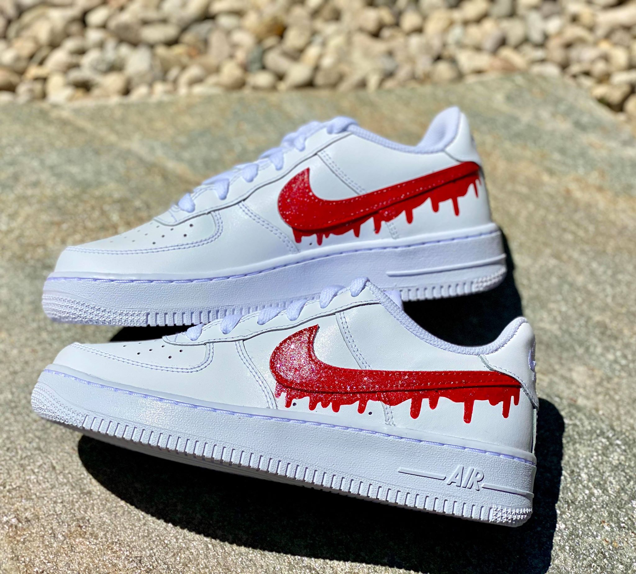 Nike Air Force 1 White Custom 'Red Glitter' Edition