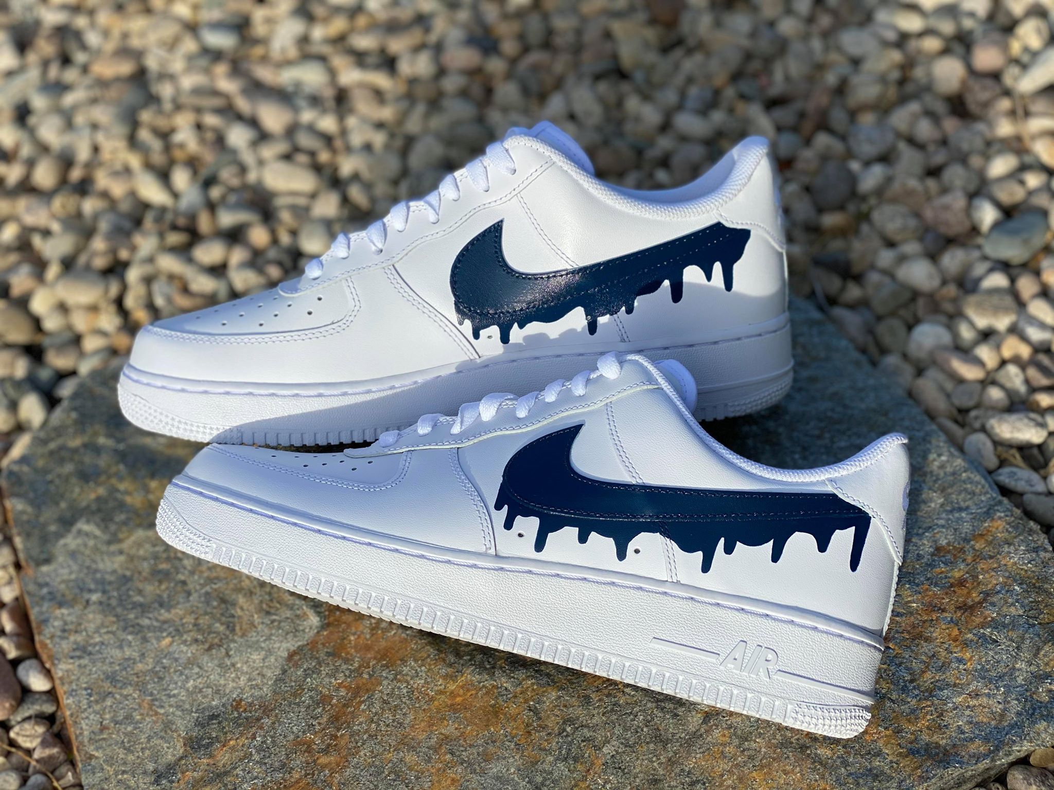 Dark Blue Navy Drip Custom Air Force 1 - Hand Painted AF1 - Custom For –  Merakicks