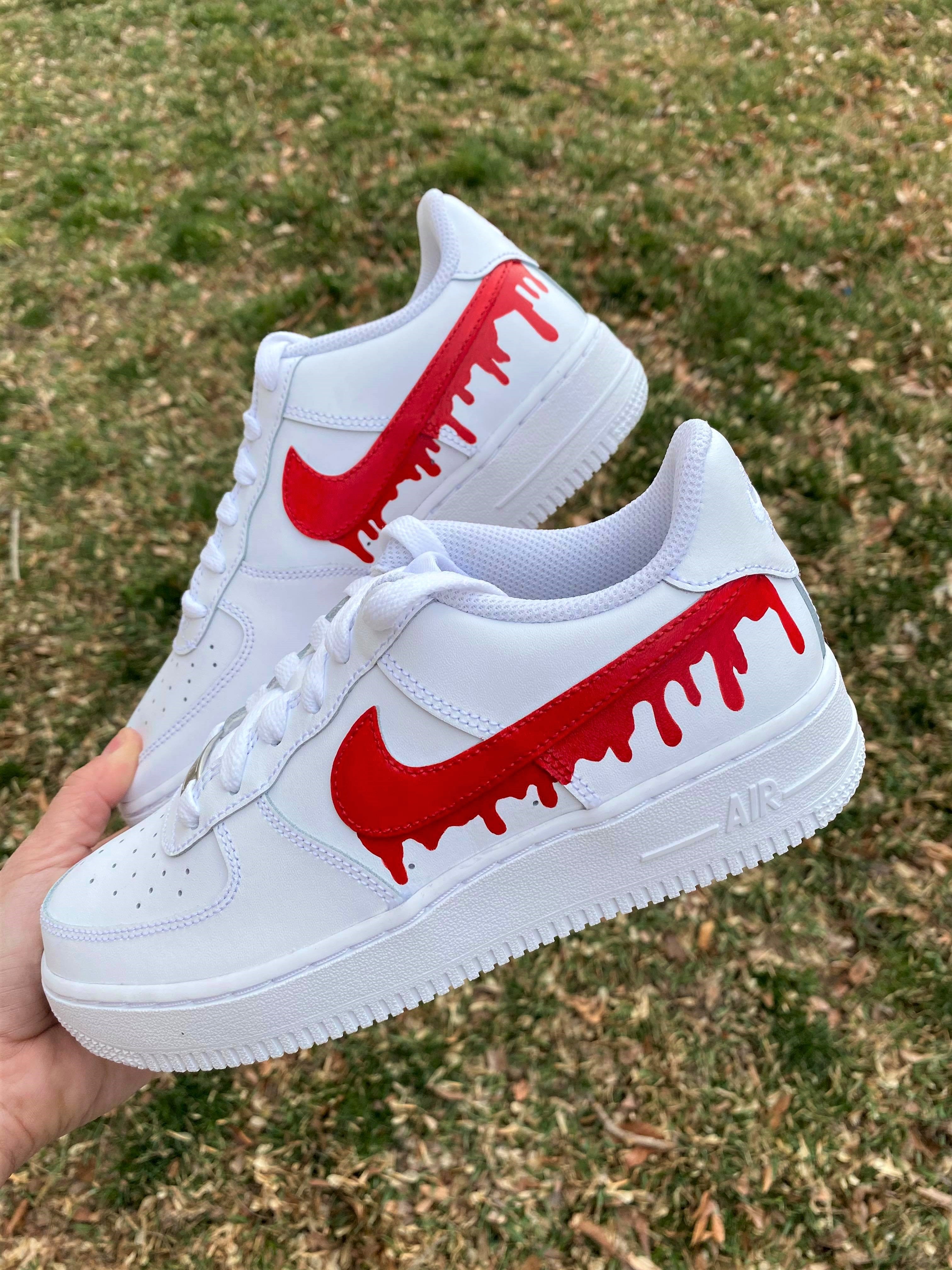 Red Drip Custom Air Force 1 - Hand Painted AF1 - Custom Forces