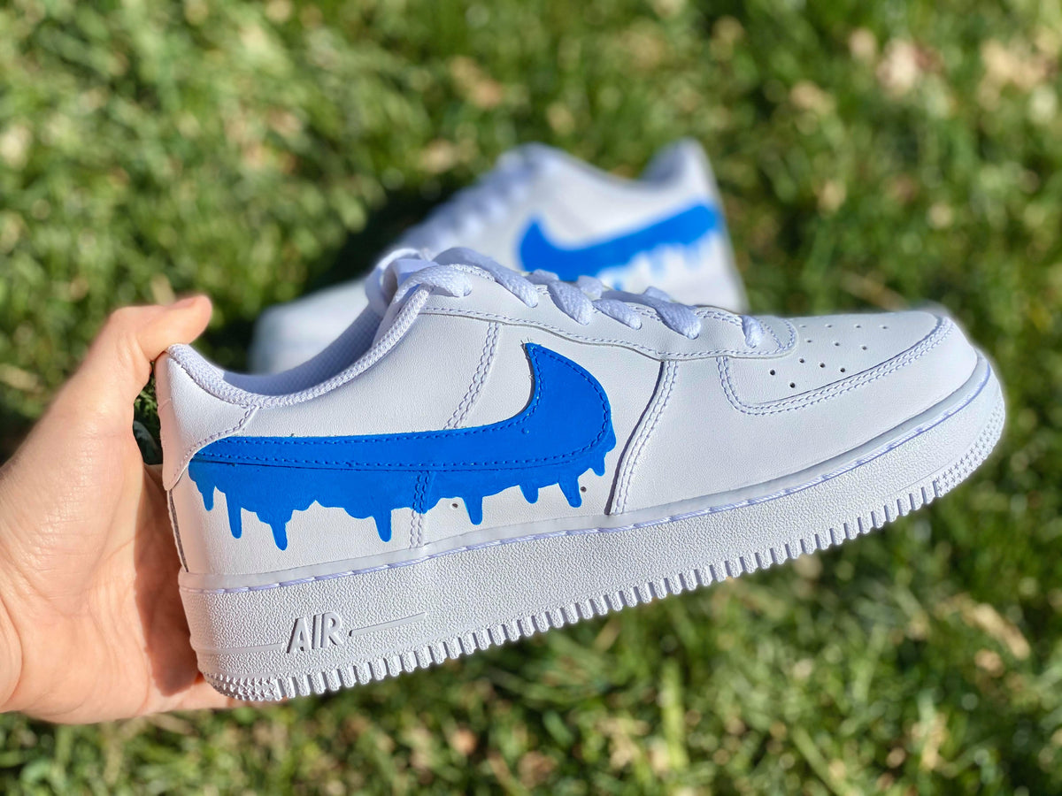 Blue Drip Custom Air Force 1 - Hand Painted AF1 - Custom Forces 