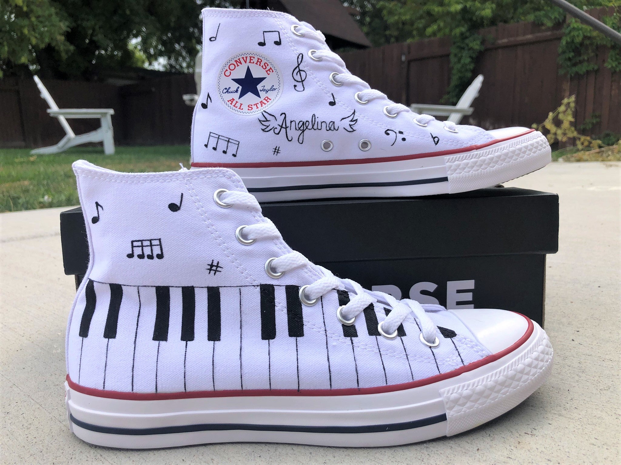 Music note converse shoes Clearance