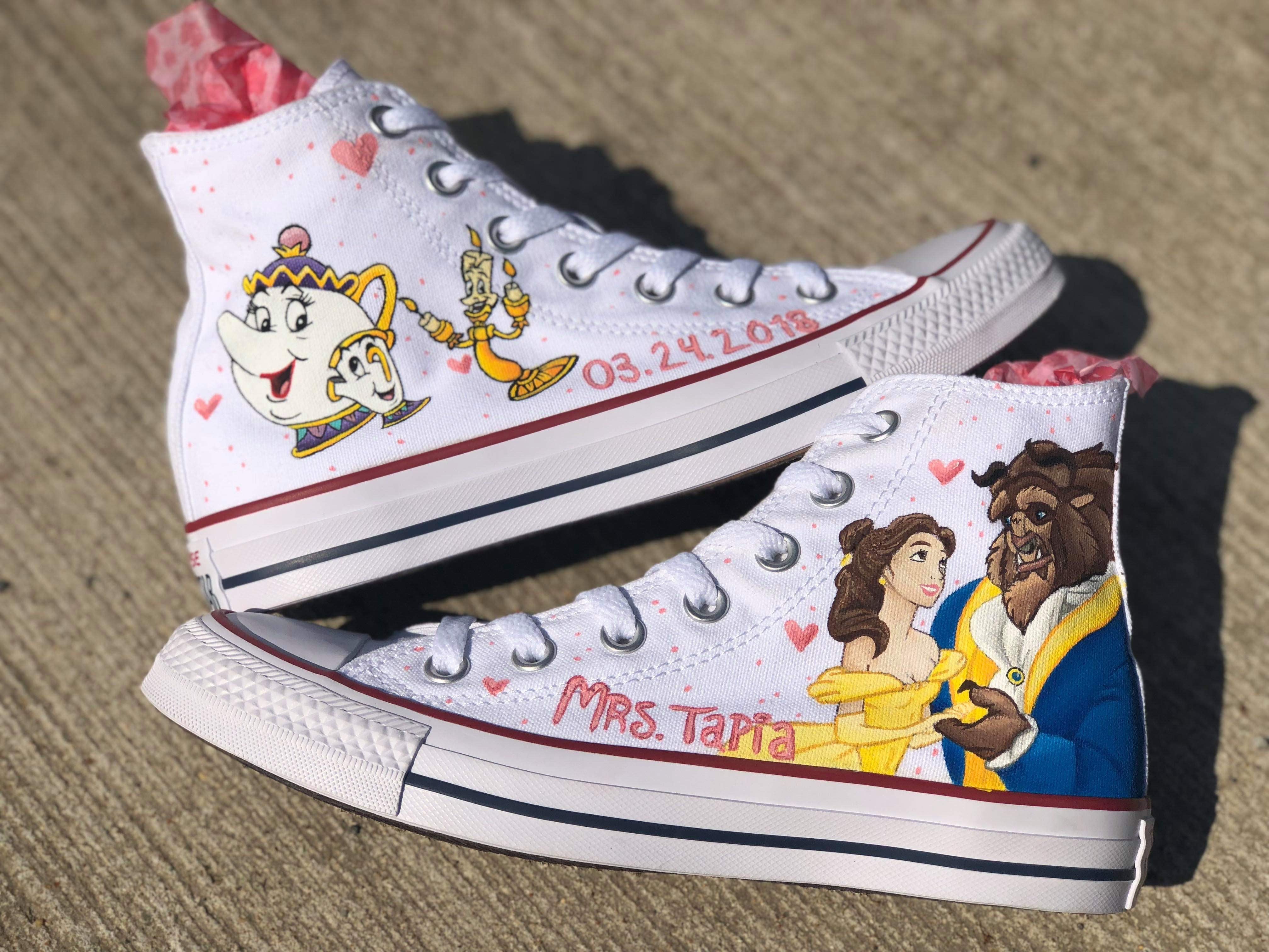 Custom converse, hand painted shoes, painted converse, wedding