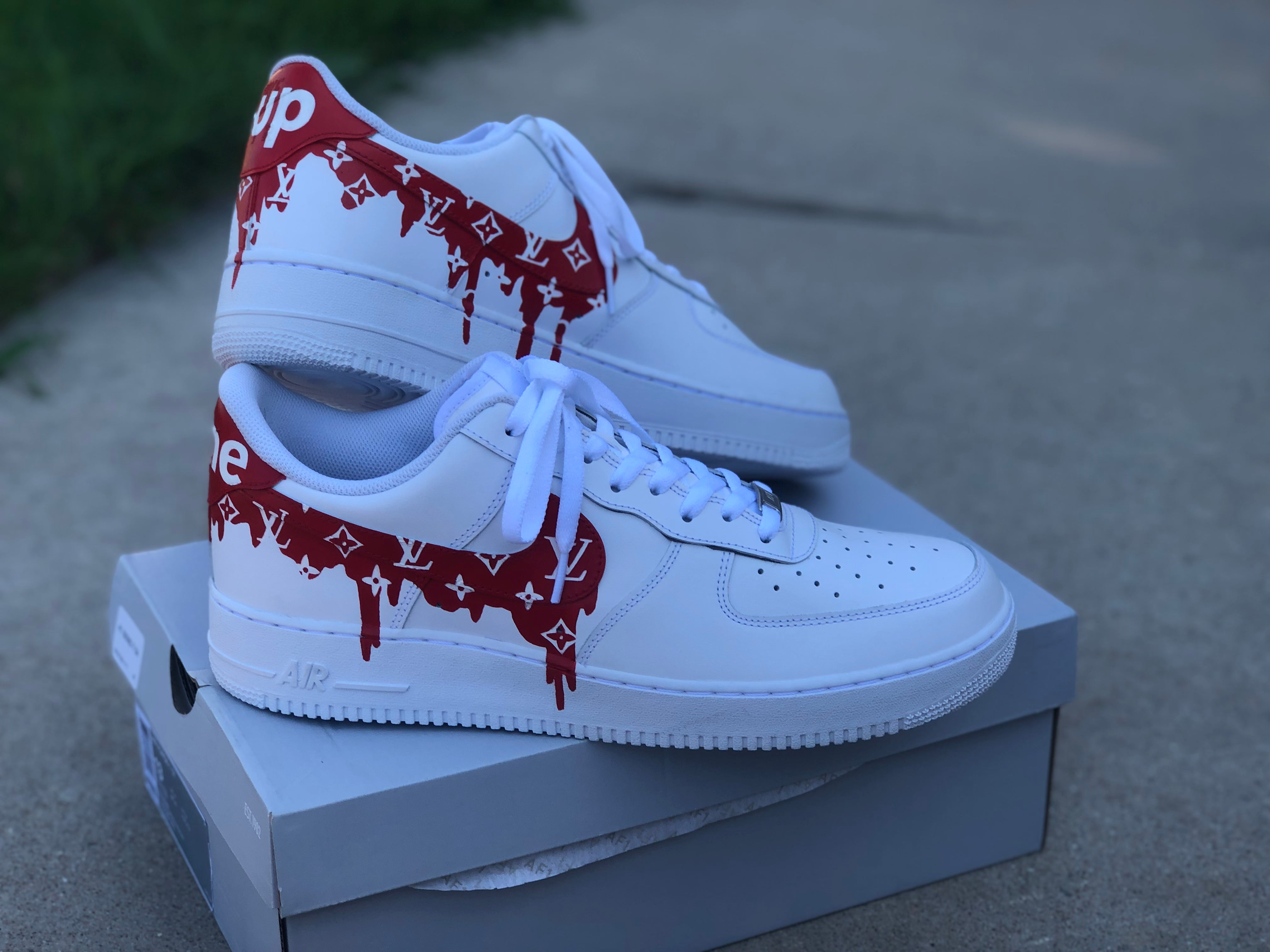 Pink LV Swoosh Inspired - Custom Air Force 1 - Hand Painted AF1