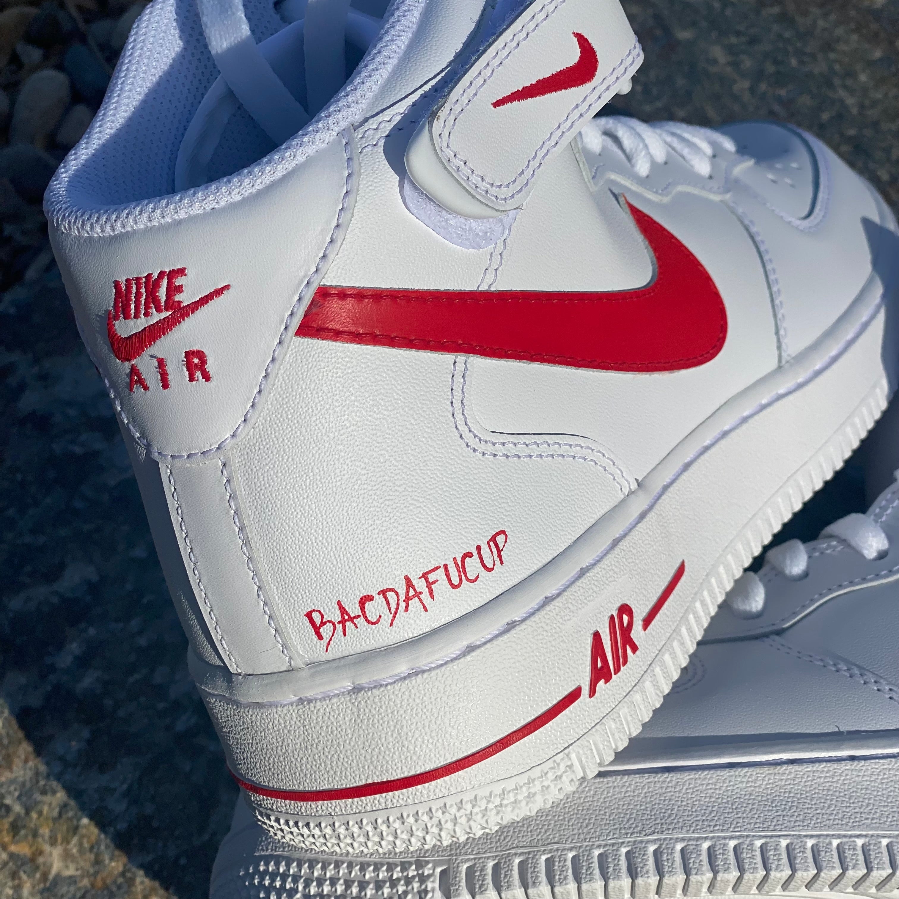 Red Swoosh Check Custom Air Force 1 Hand Painted AF1 Custom Forces Merakicks