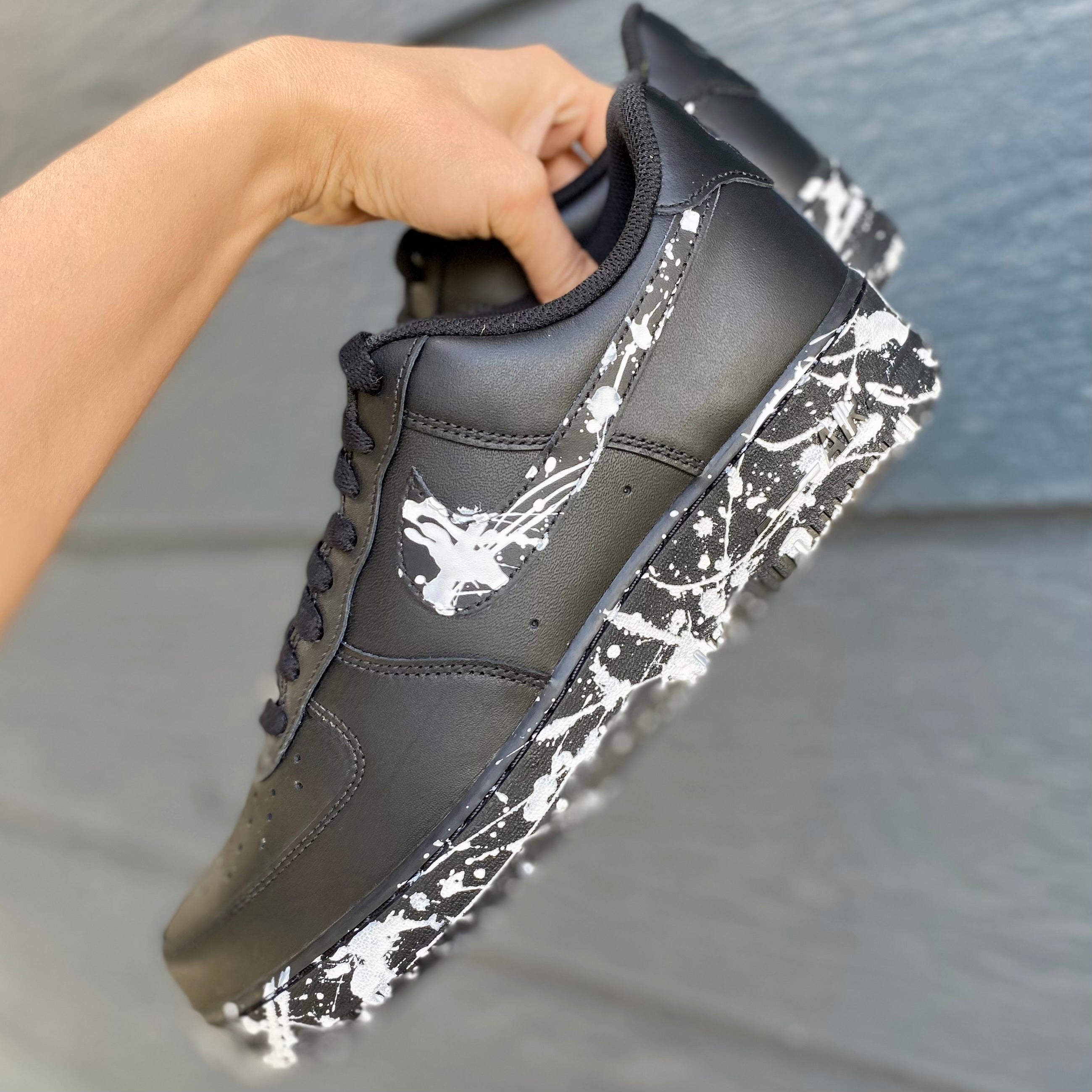 Nike Air Force 1 Low White Custom splatter paint shoes (Black,Gray) Or Pick  2