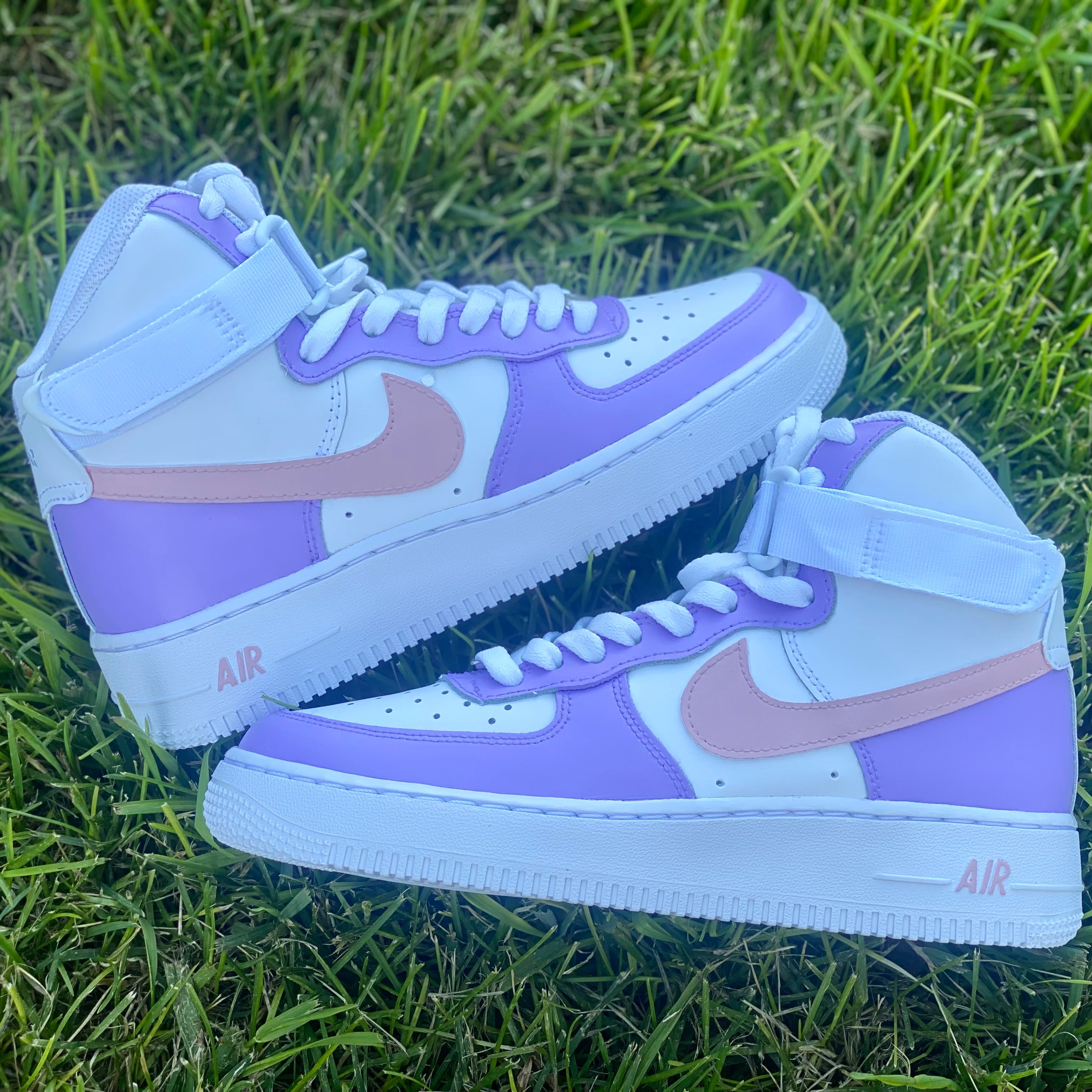 Air Force 1 Custom Mid Two Tone Lilac Light Purple Womens Kids