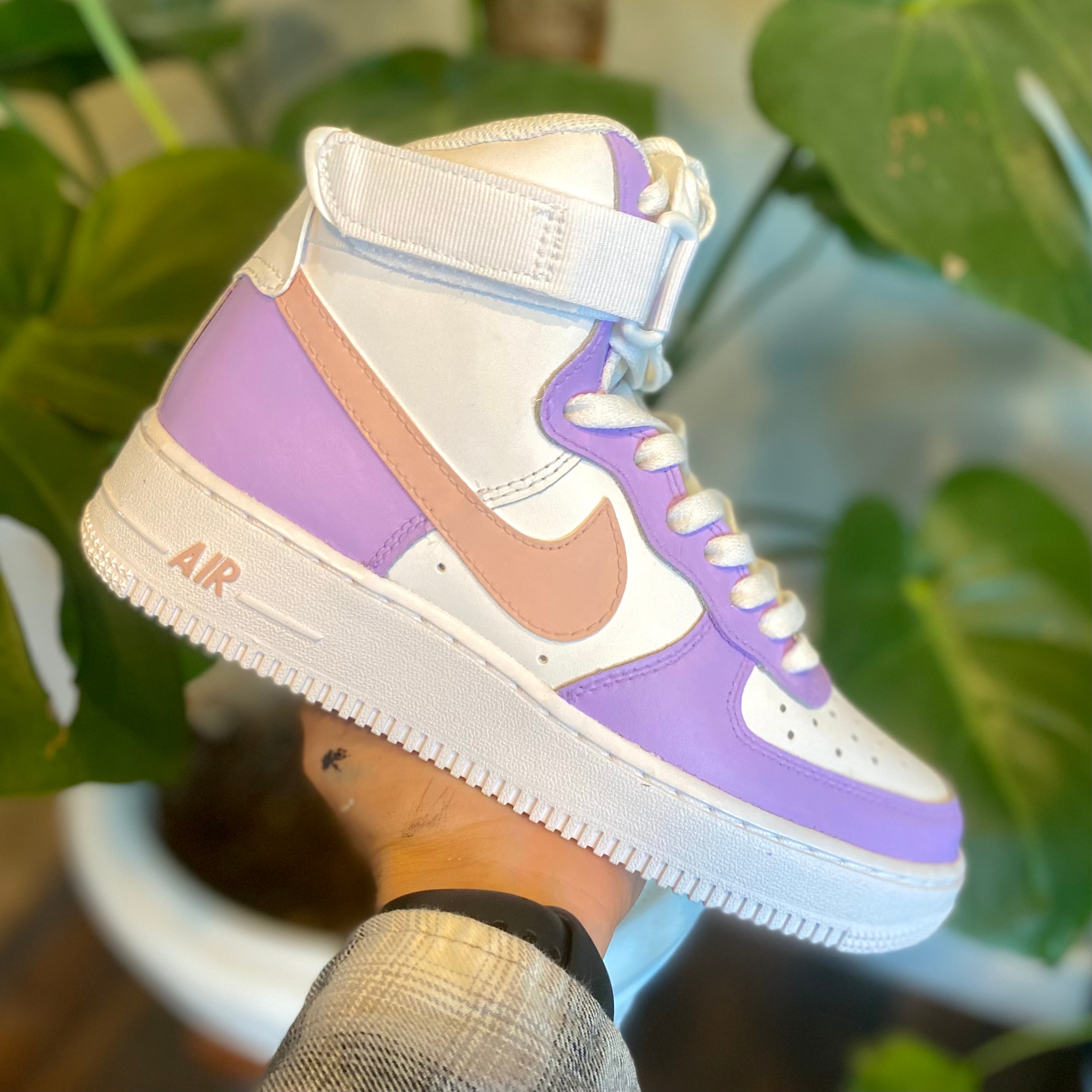 Air Force 1 Custom Mid Two Tone Lilac Light Purple Womens Kids