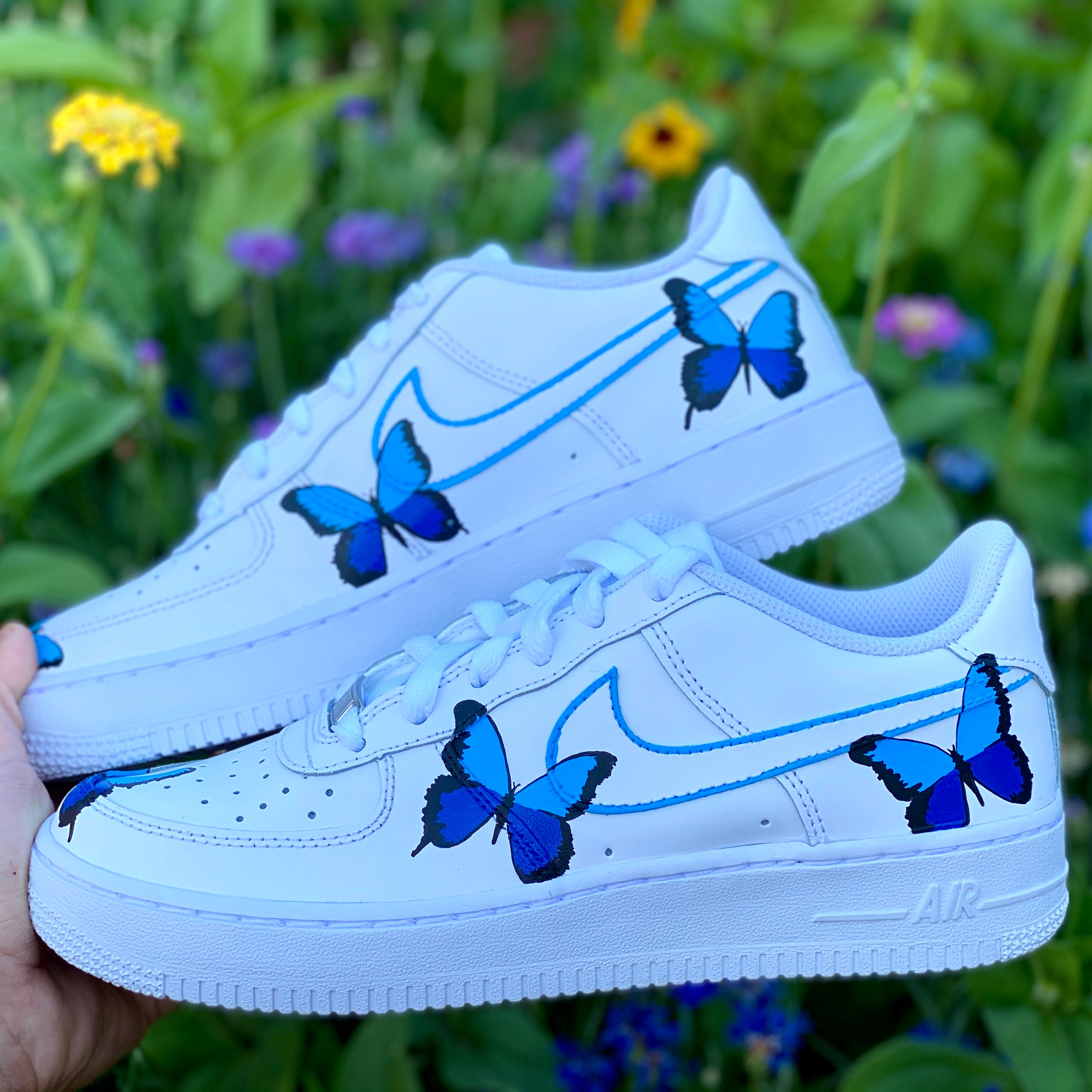 Hand Painted Custom Air Force 1 Low Gold Butterfly AF1 