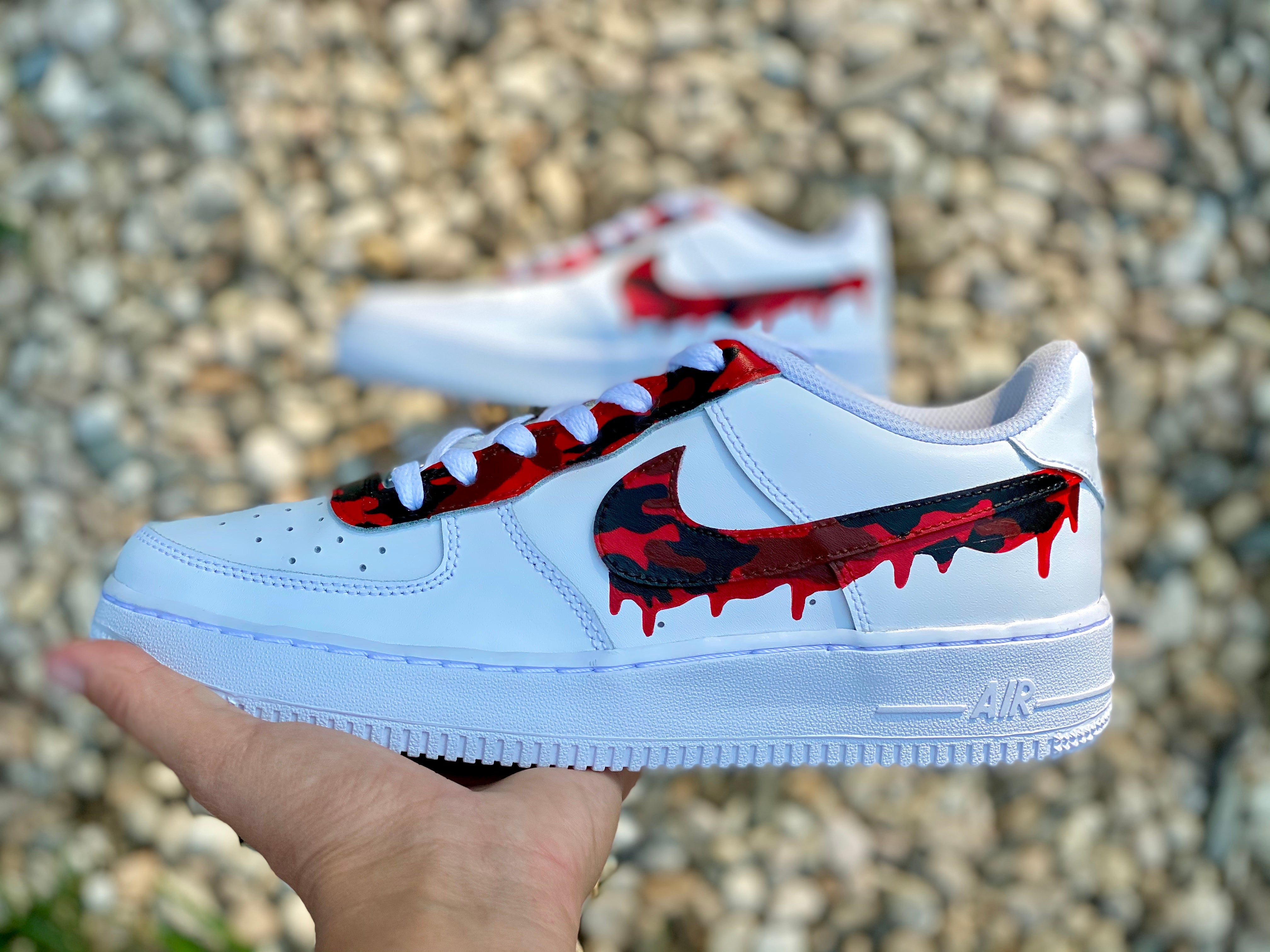 Custom Air Force 1 Red Dripping  Nike air shoes, Shoes, Fresh shoes