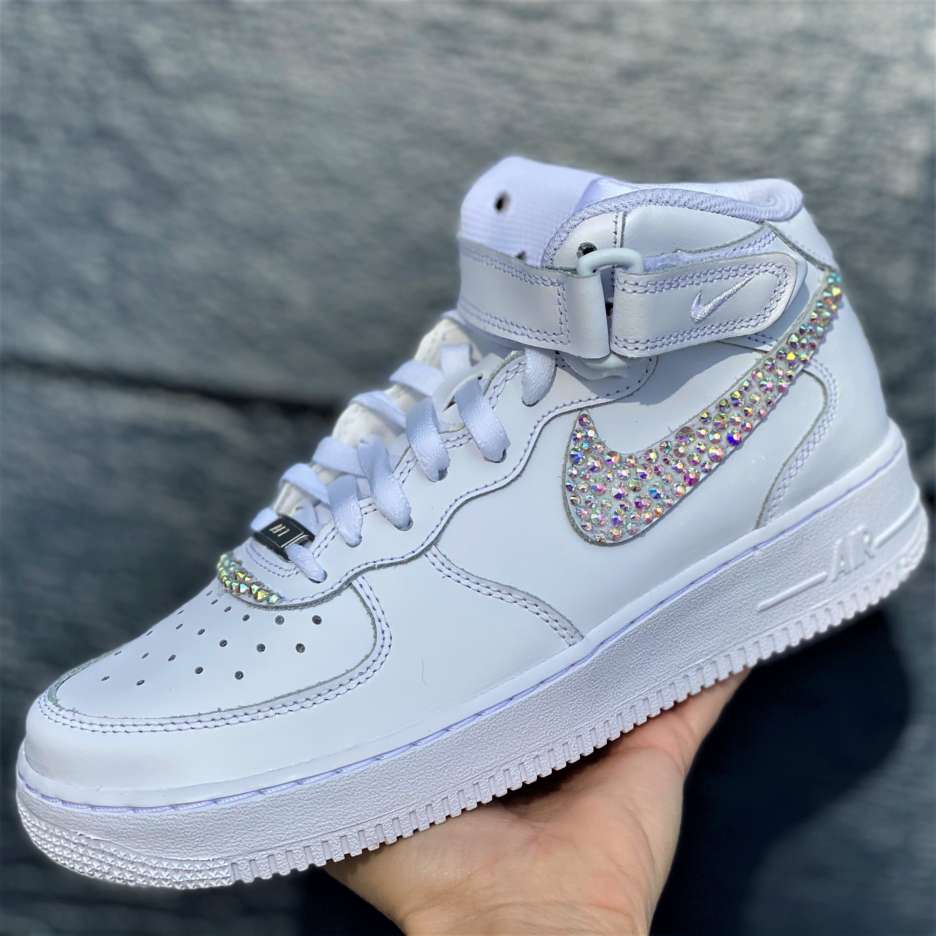Silver Shiny Drip with Back Tab Custom Air Force 1 - Hand Painted