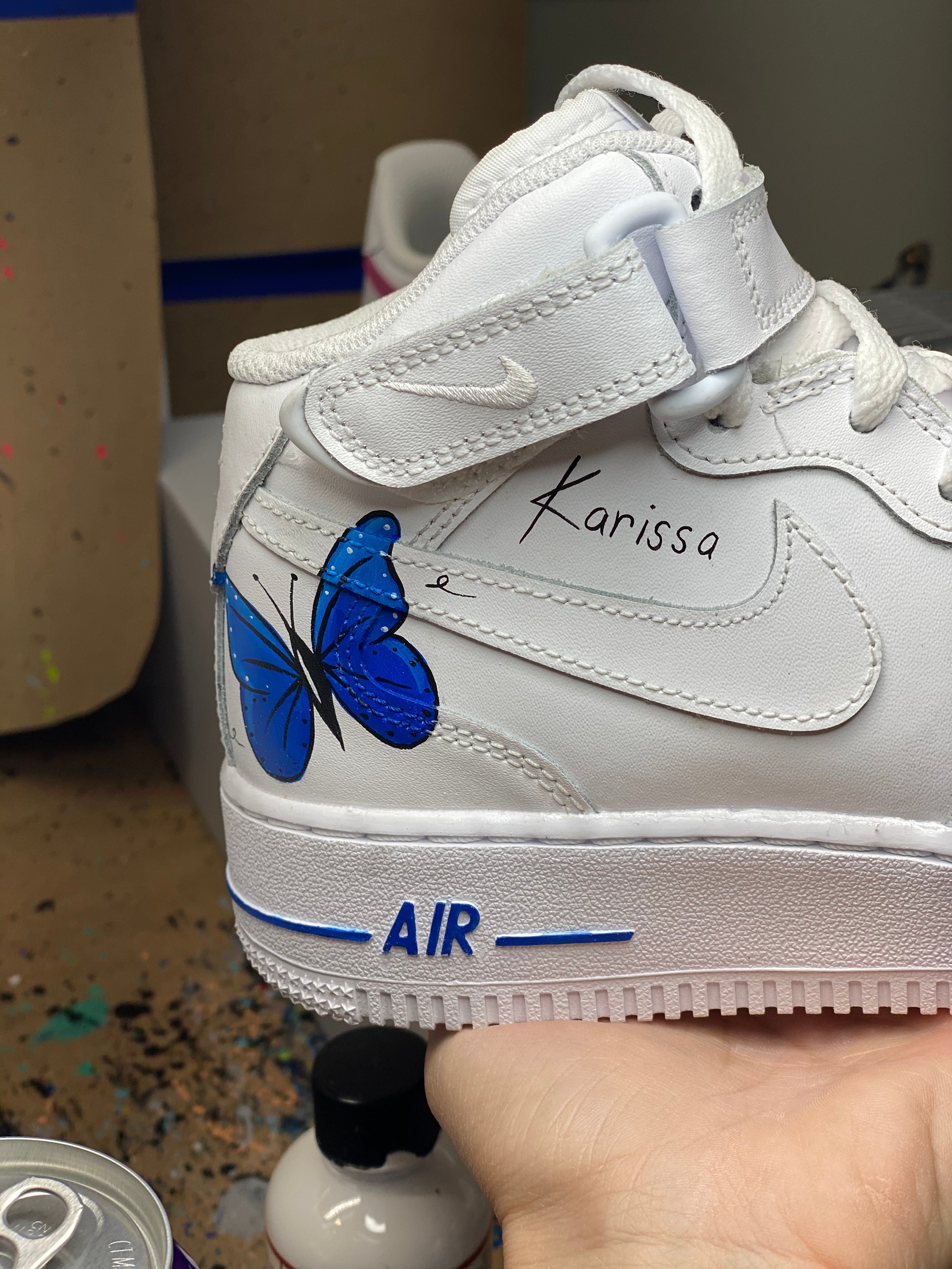 Blue Single Monarch Butterfly - Custom Air Force 1 - Hand Painted AF1 –  Merakicks