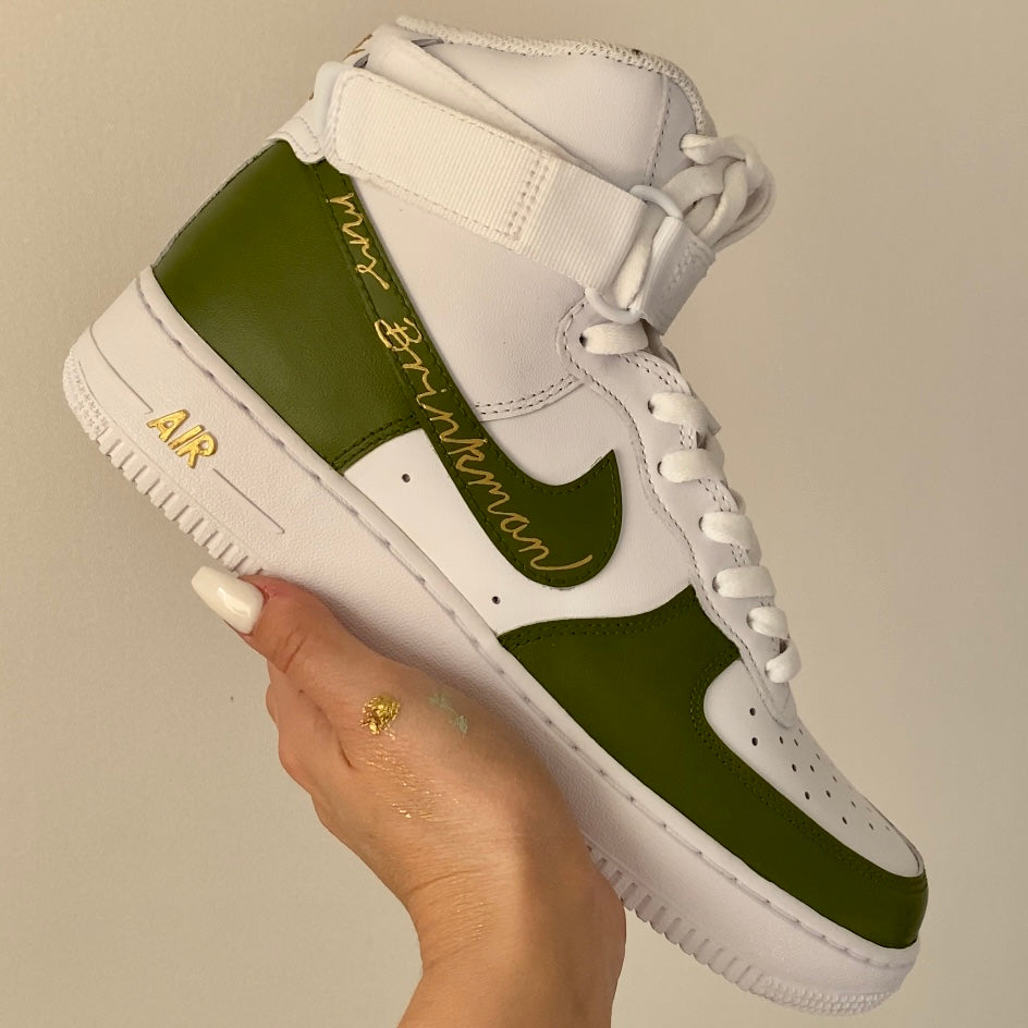 Olive Green Custom Air Force 1 - Hand Painted AF1 - Custom Forces