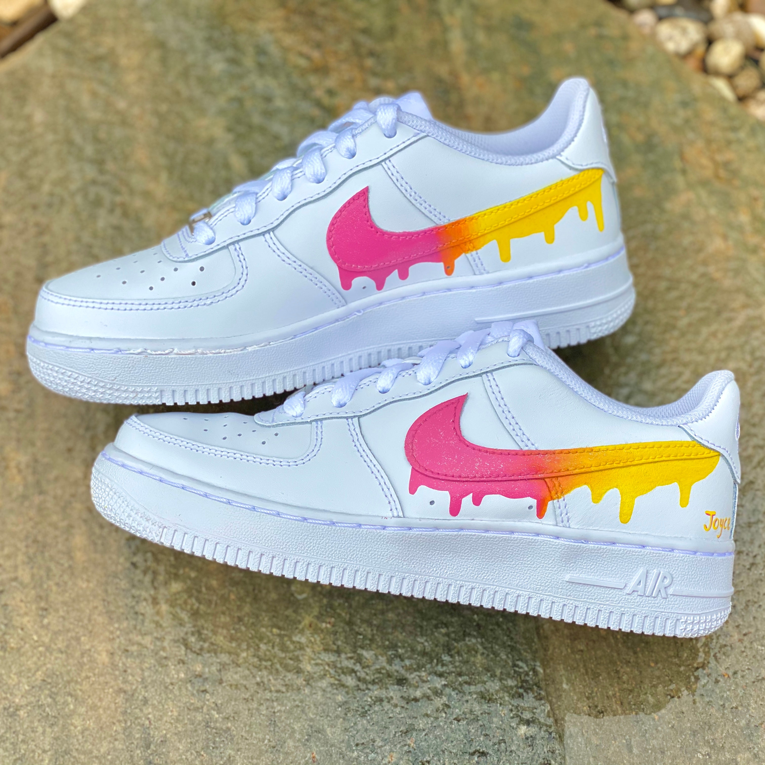 Purple and Yellow Lakers Color Drip Custom Air Force 1 - Hand