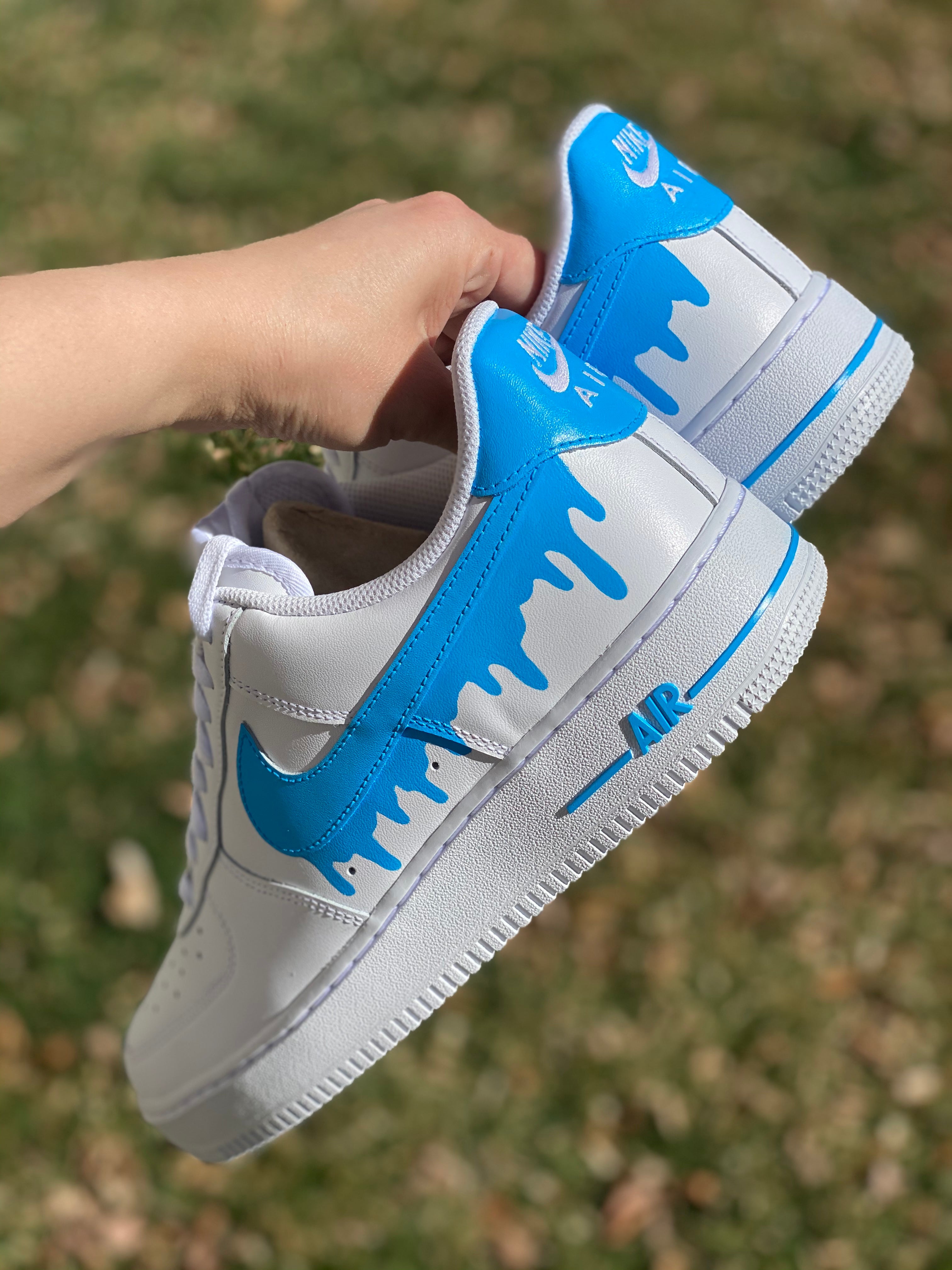 Nike, Shoes, Custom Nike Air Force Shoes Blue Drip