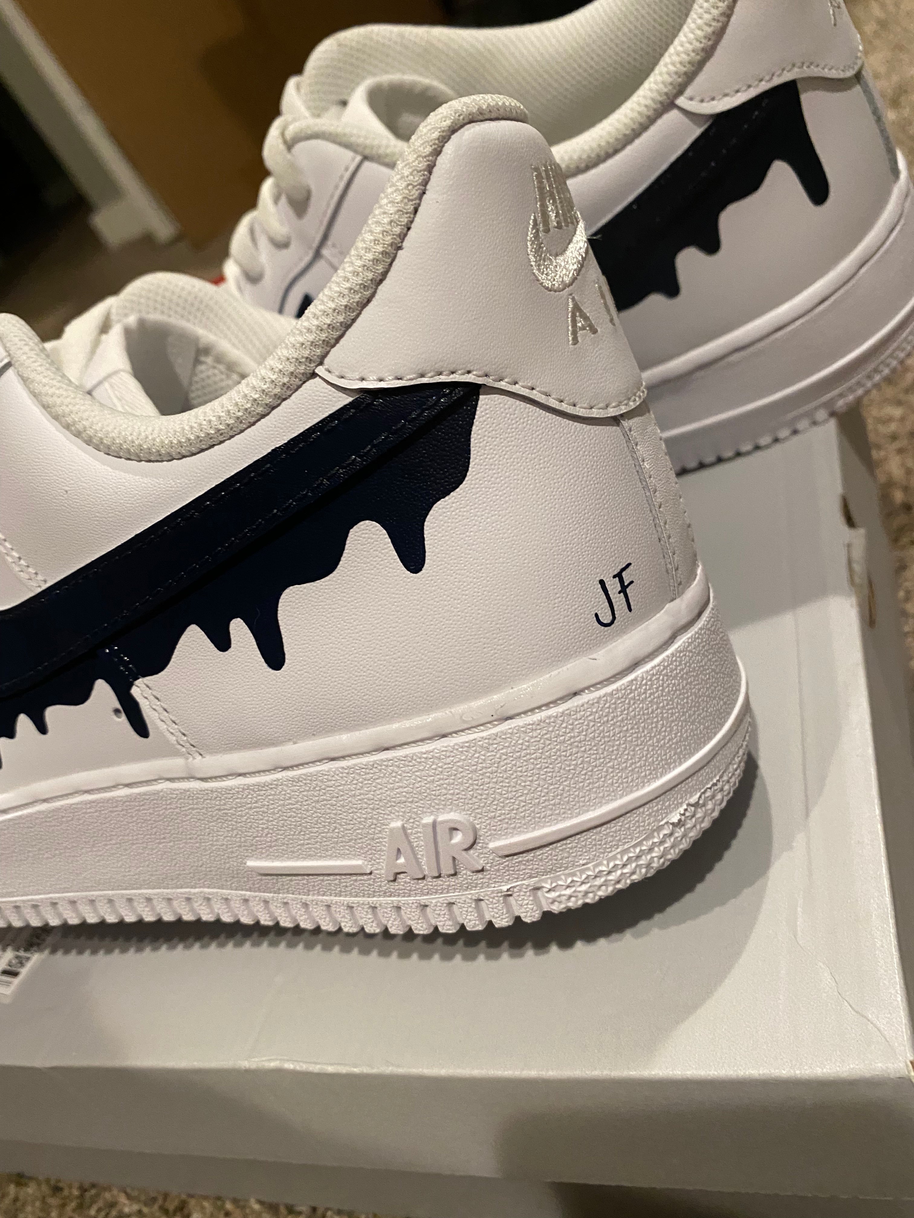 Black Air Force 1 with Blue Drip Custom Air Force 1 - Hand Painted AF1 –  Merakicks