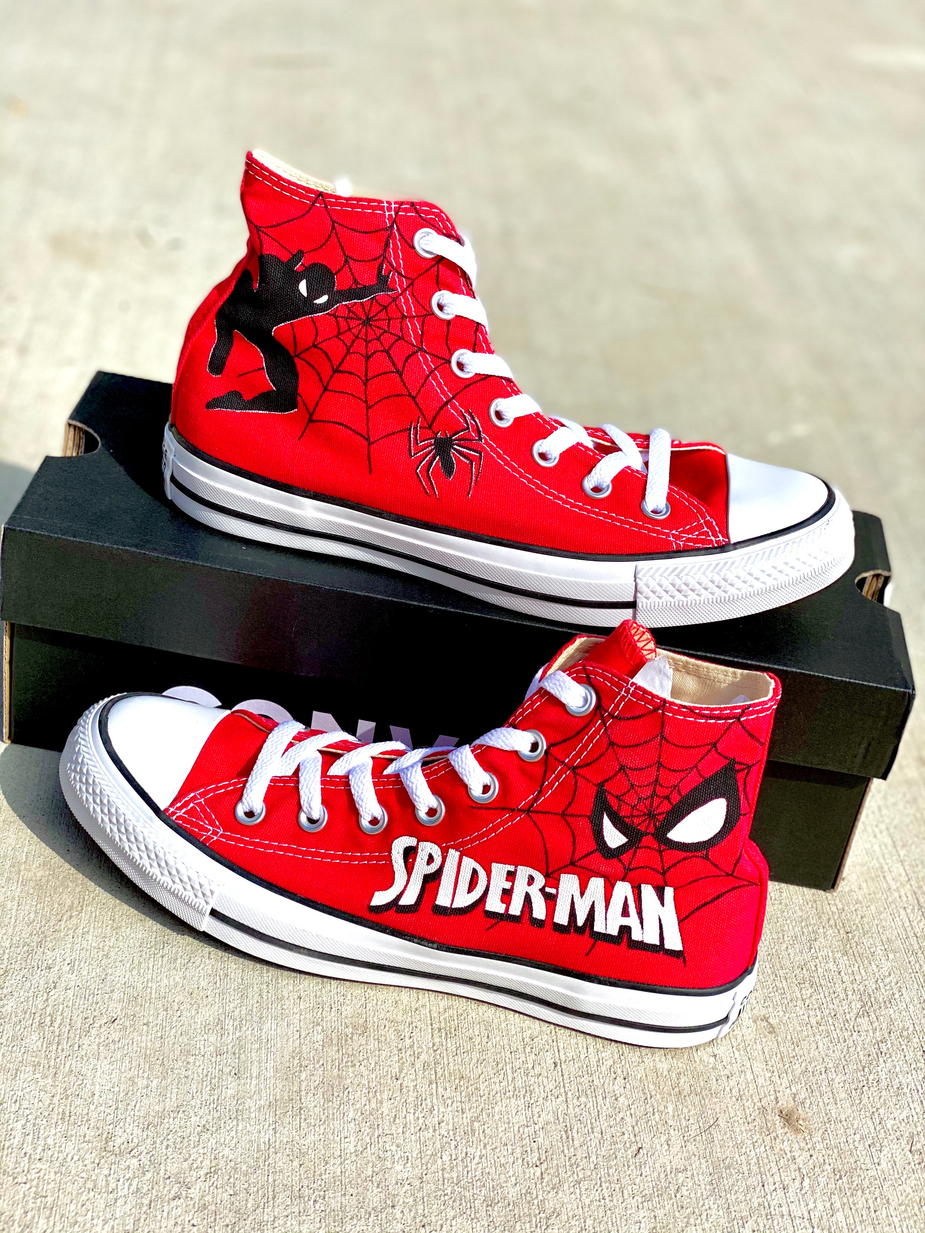 Jeg har erkendt det Positiv vandring Spiderman - Custom Converse - Hand Painted Converse – Merakicks