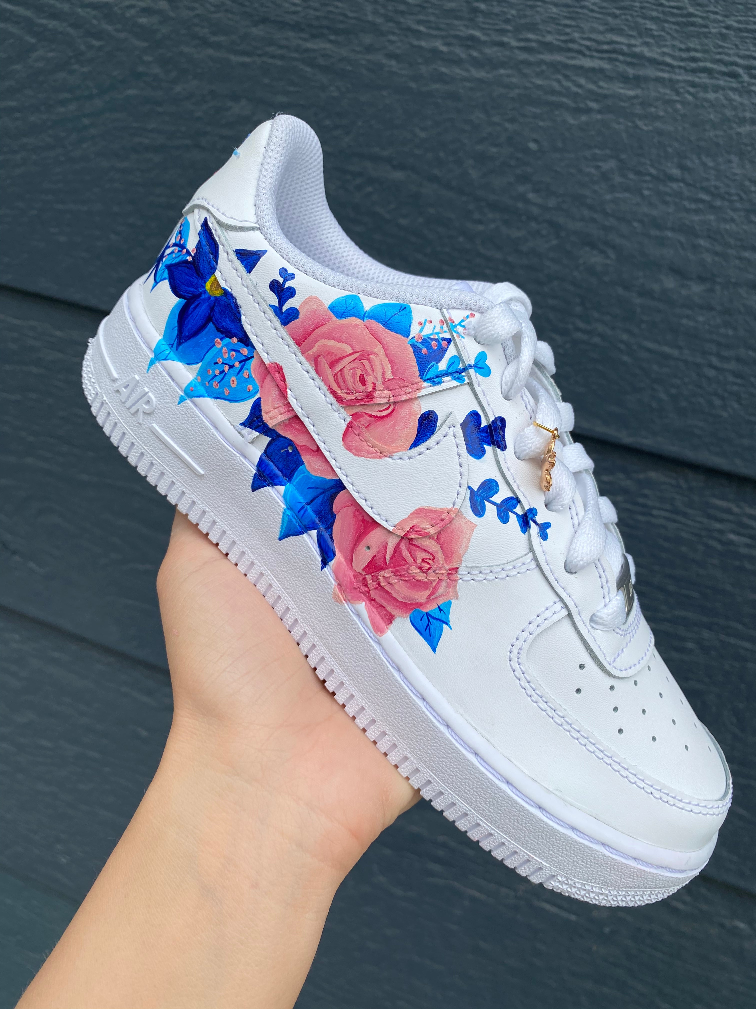 Blue Flowers Custom Air Force 1 Sneakers