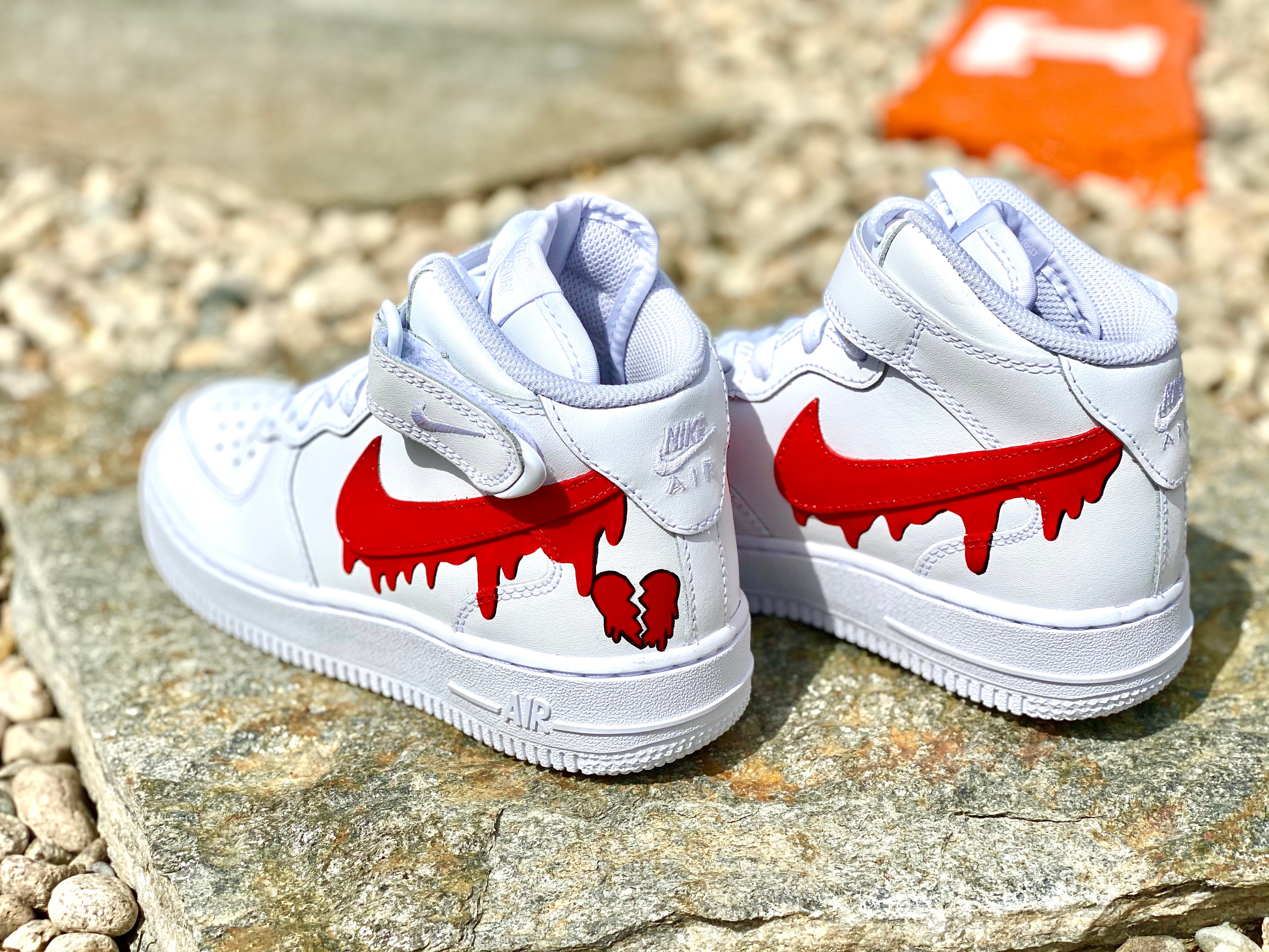 Black Forces with Red and White Shadow Drip Custom Air Force 1 - Hand –  Merakicks