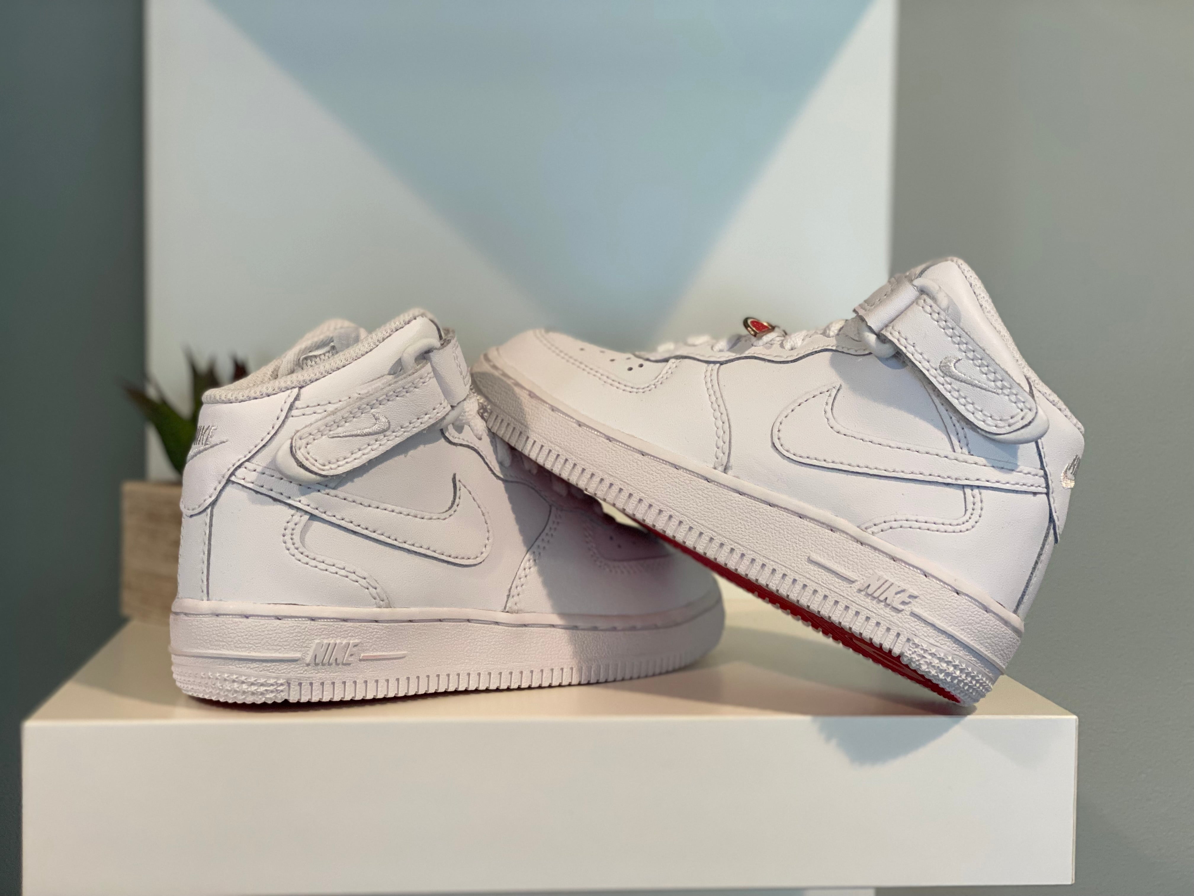 11 Child - Ready To Ship - Red Bottoms - Custom Air Force 1
