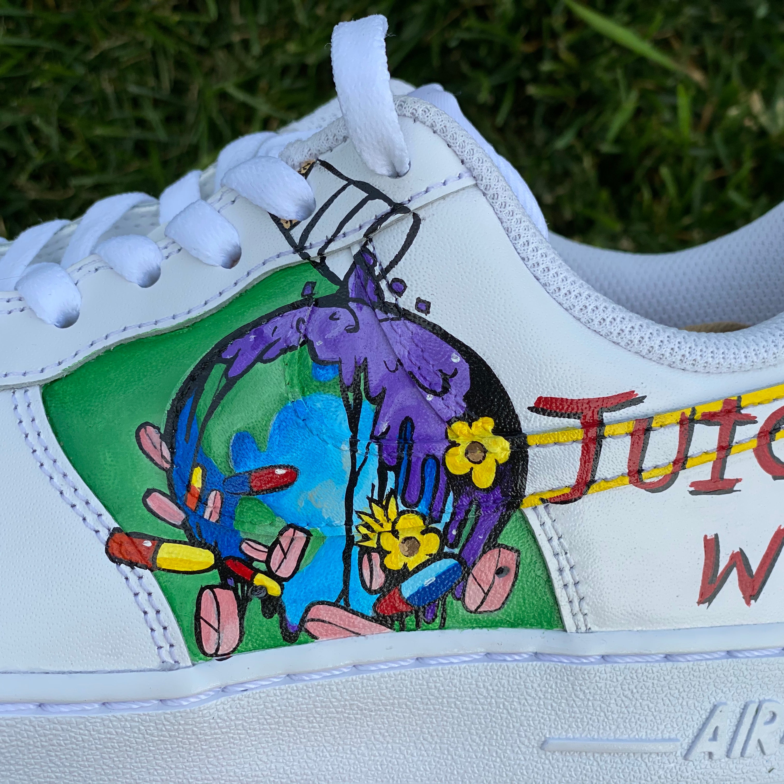 Unique Juice WRLD Air Force 1s  Hand-Painted with Free Global