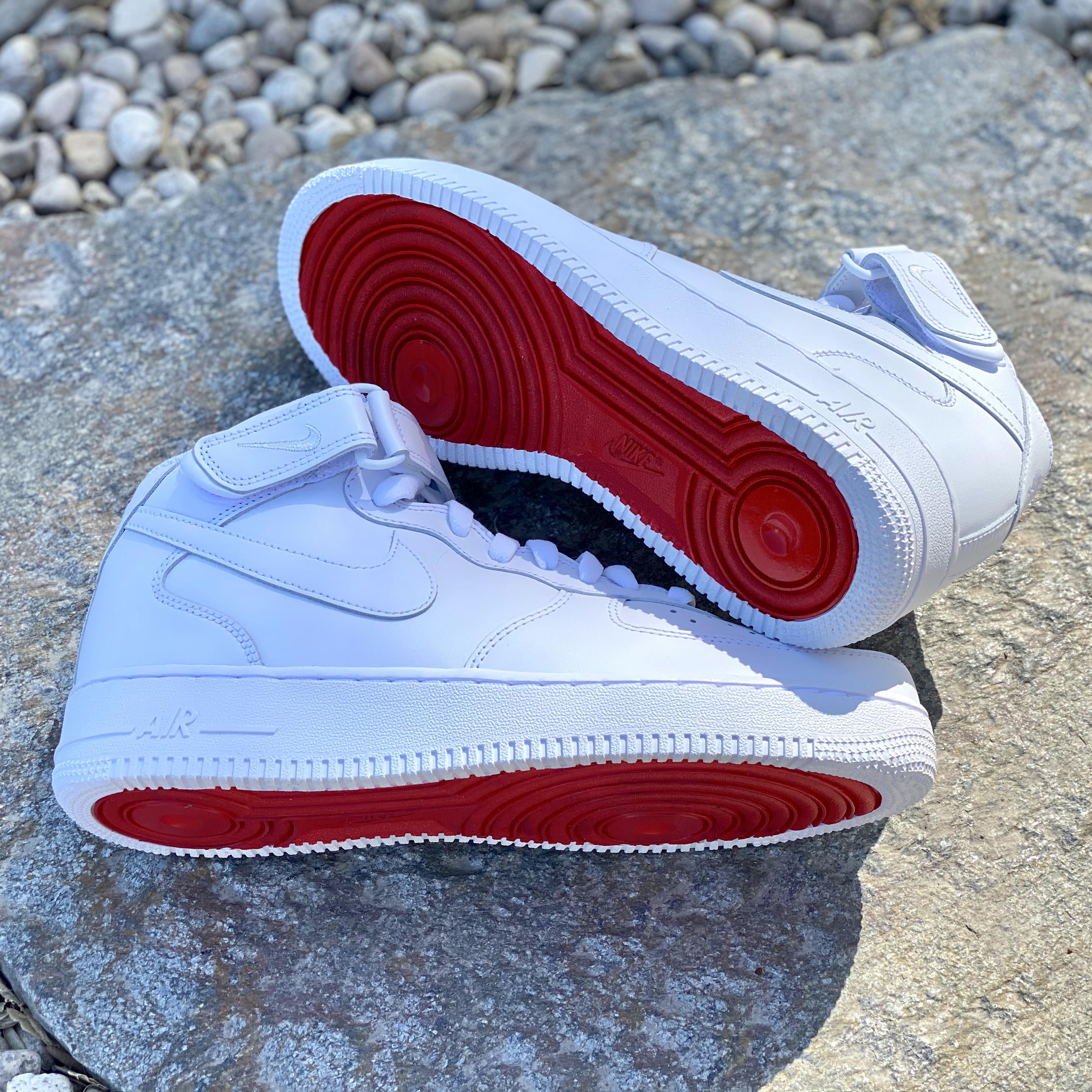 white air forces with red bottoms - Main Image