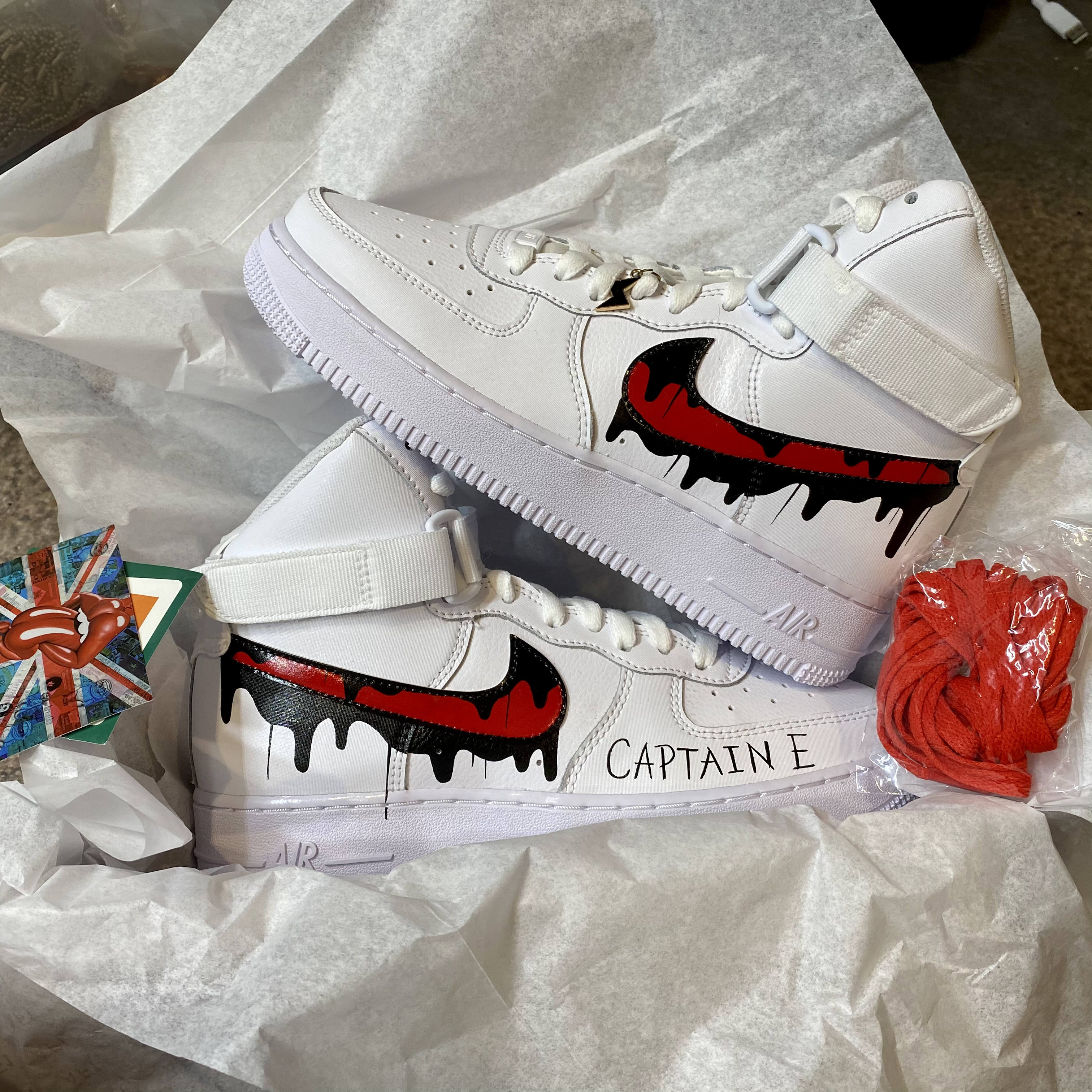 Custom Red Nike Air Force 1 Drip Men's Shoes Hand Painted Fashion Women's  Kid's Sneakers 