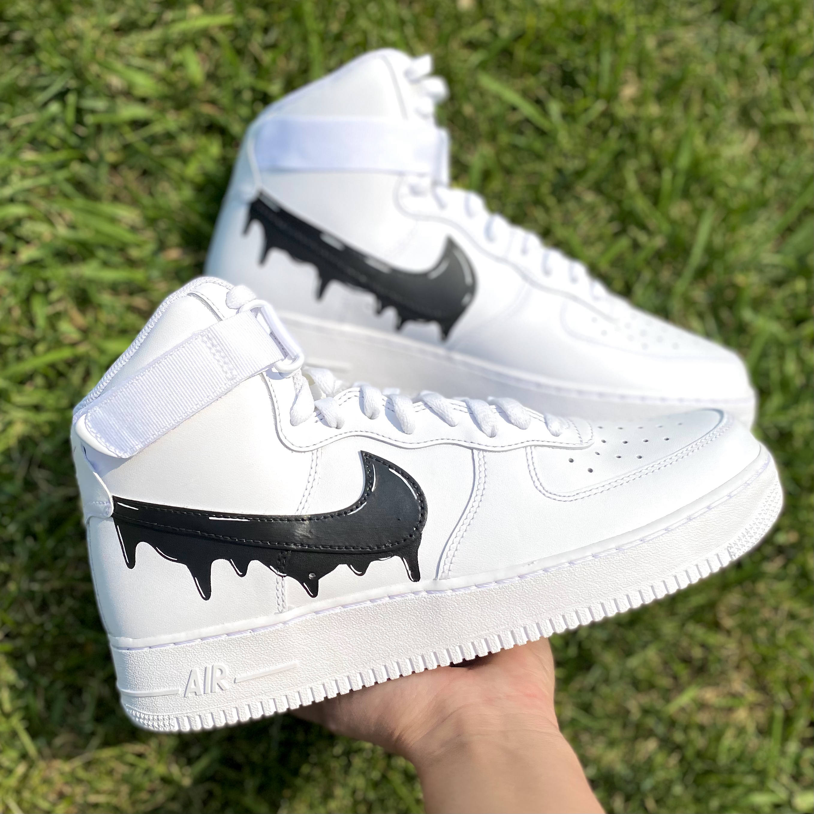 Custom Air Force 1 Cartoon Shoes Hand Painted Black and Grey