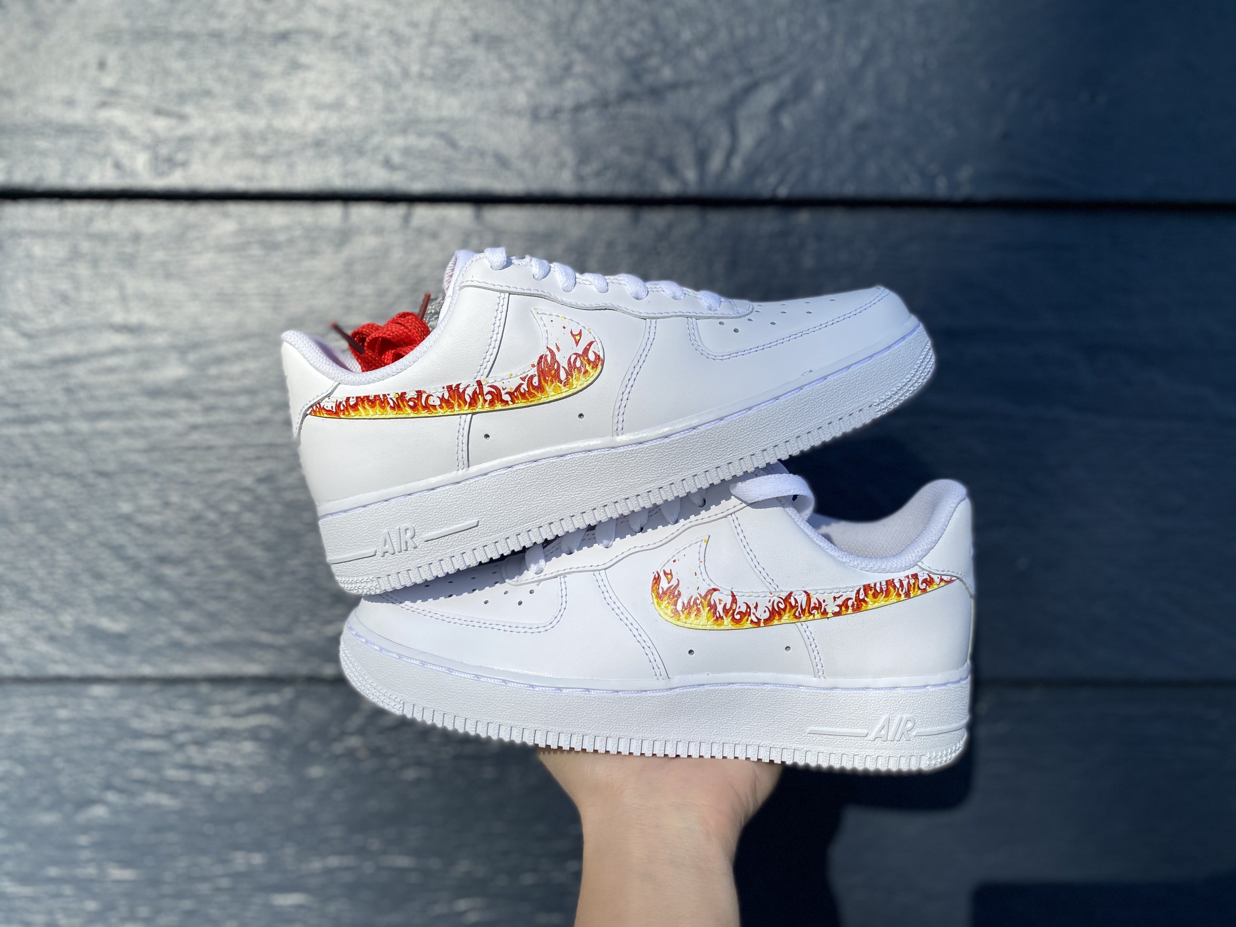 Hand Painted Custom Air Force 1 Low Fire Flame AF1 Customized 