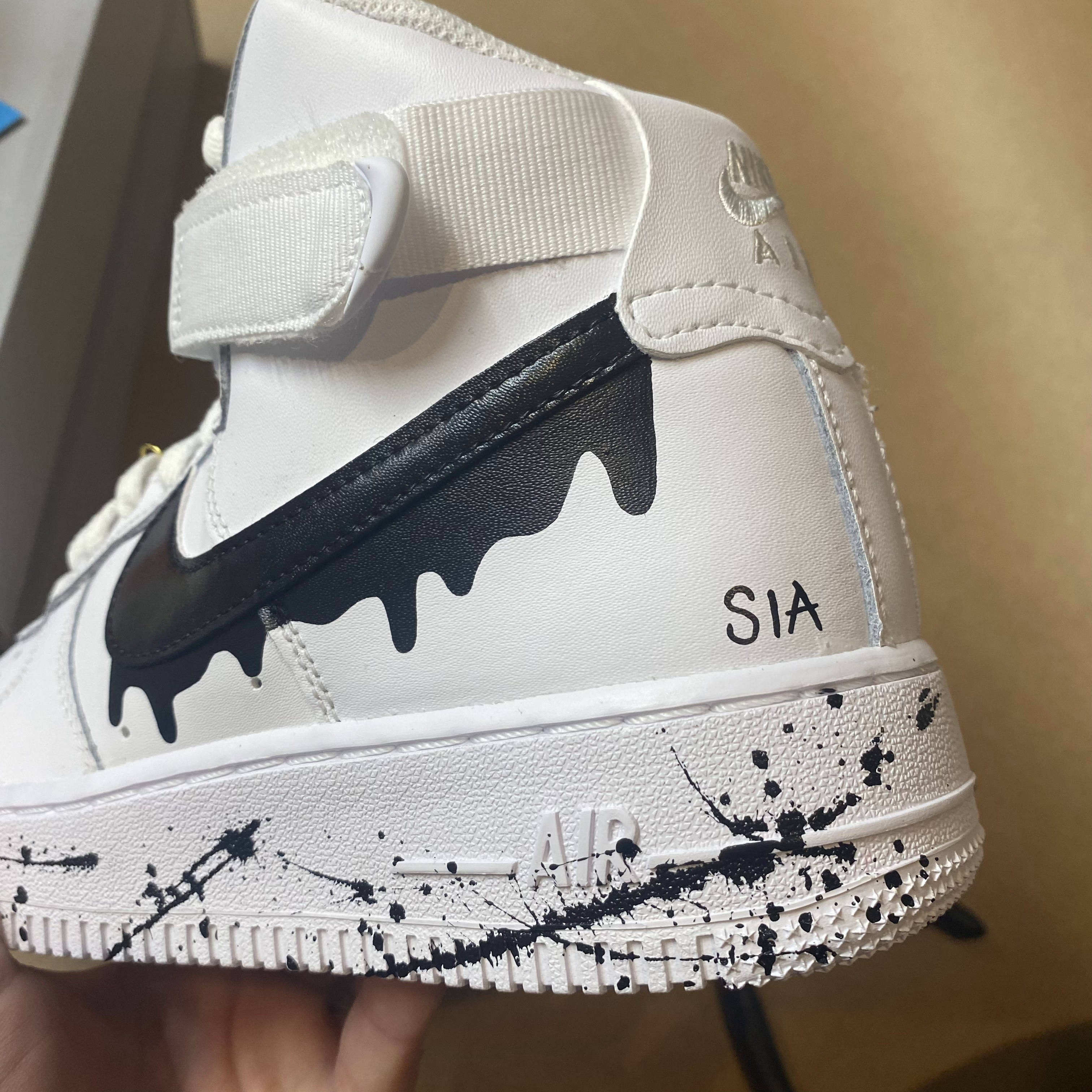 Nike Air Force 1 Custom Shoes Black Splatter Drippy Swoosh Sneakers All  Sizes