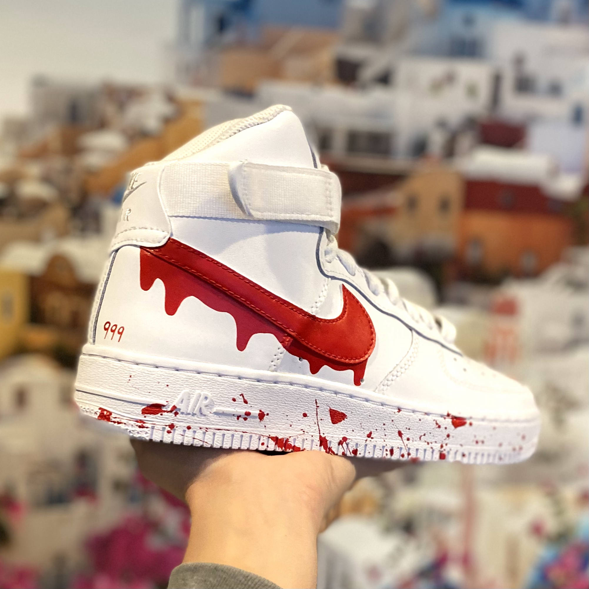 Custom Red Nike Air Force 1 Drip Men's Shoes Hand Painted Fashion Women's  Kid's Sneakers 