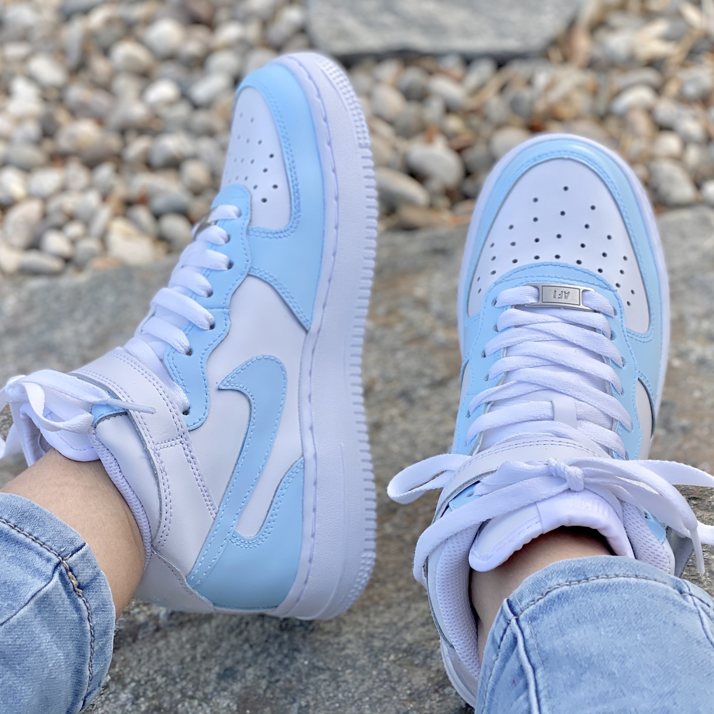 Baby Blue Custom Air Force 1 - Hand Painted AF1 - Custom Forces