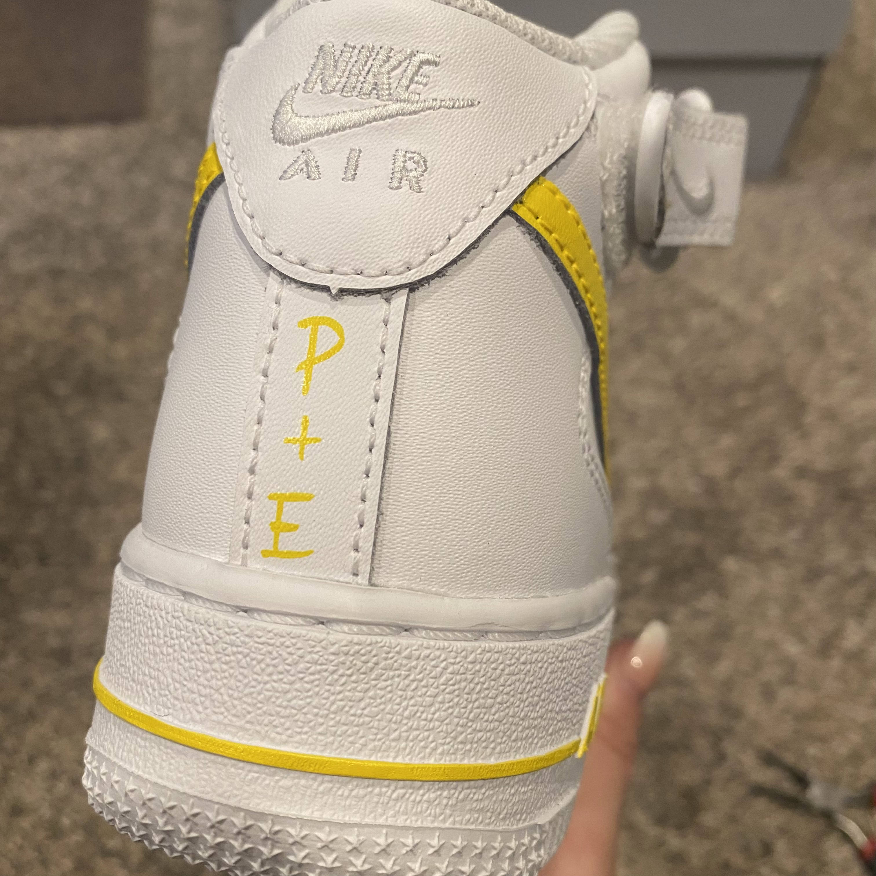 Nike Air Force 1 White Custom 'Yellow Swoosh' Edition