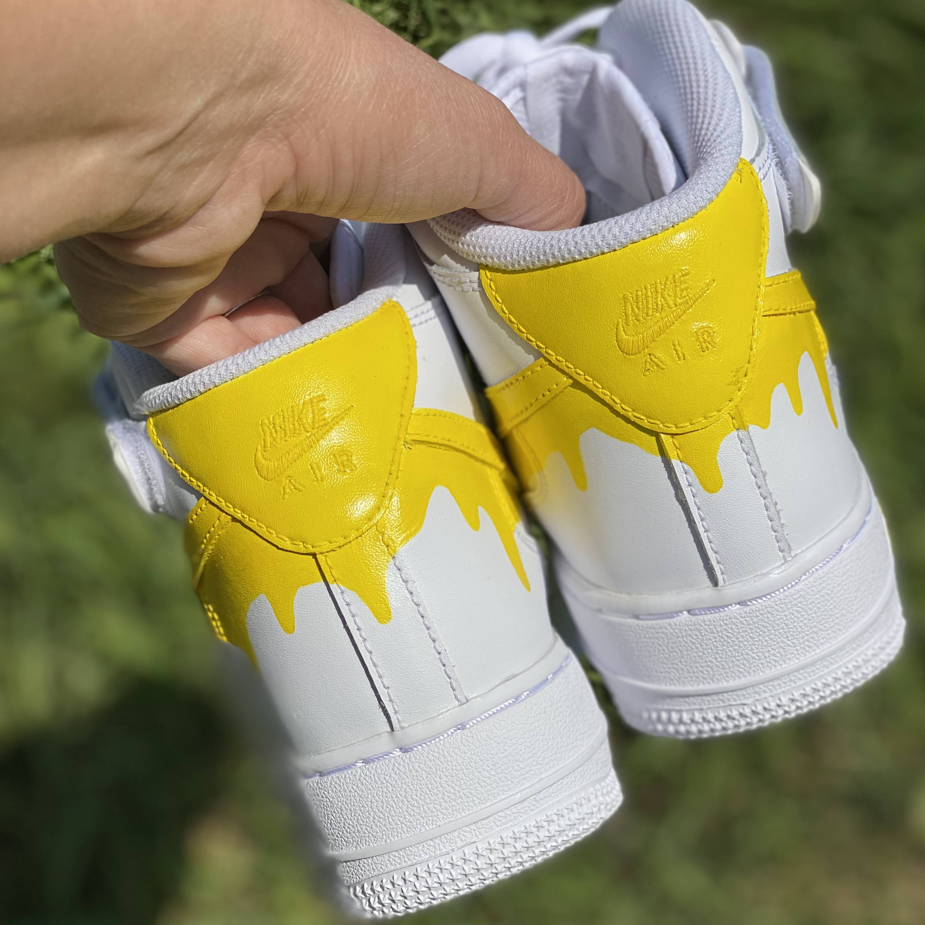 Nike Air Force 1 Mid Black Yellow AF1 Custom Unisex Sneakers for Men & Women