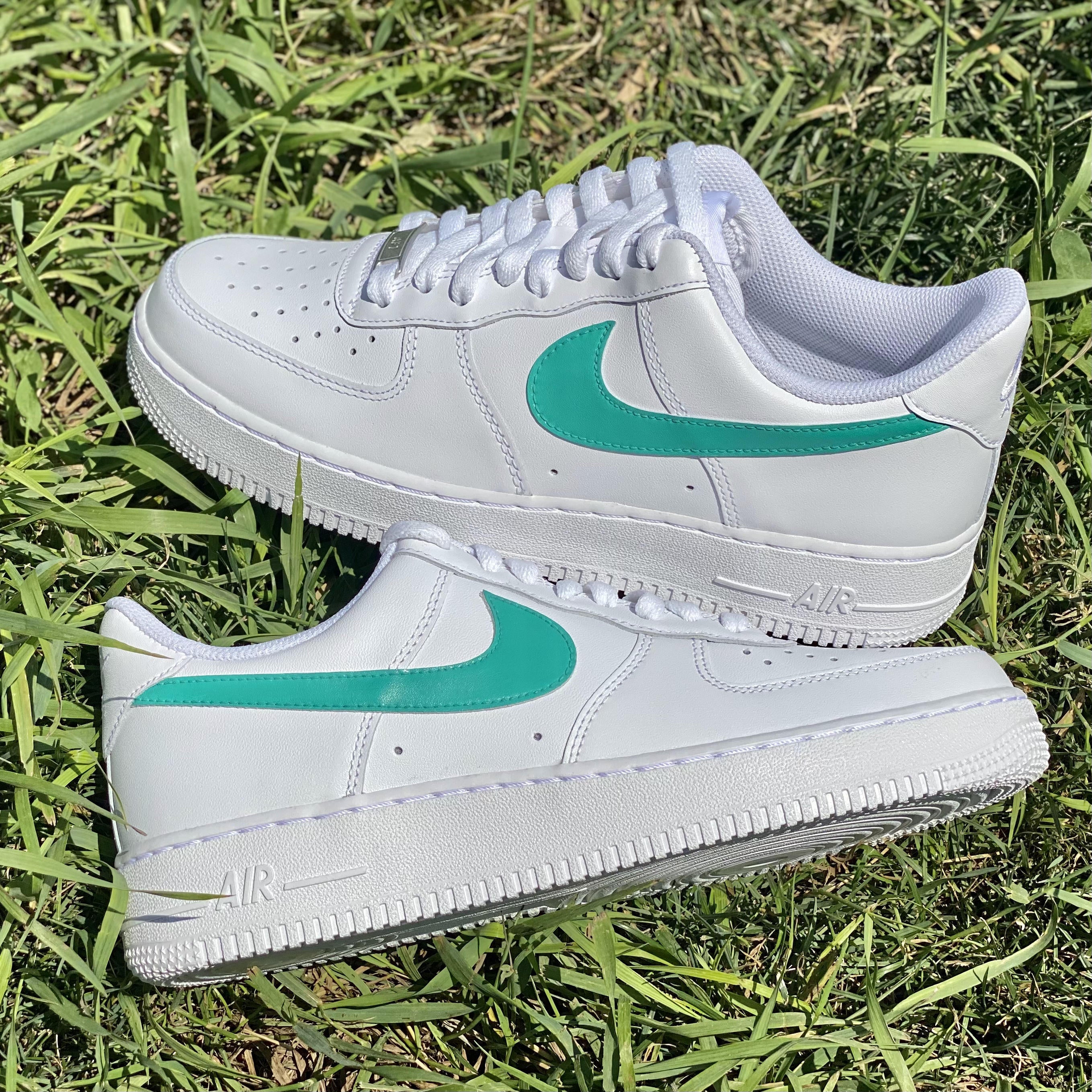 Teal - Turquoise Drip Custom Air Force 1 - Hand Painted AF1