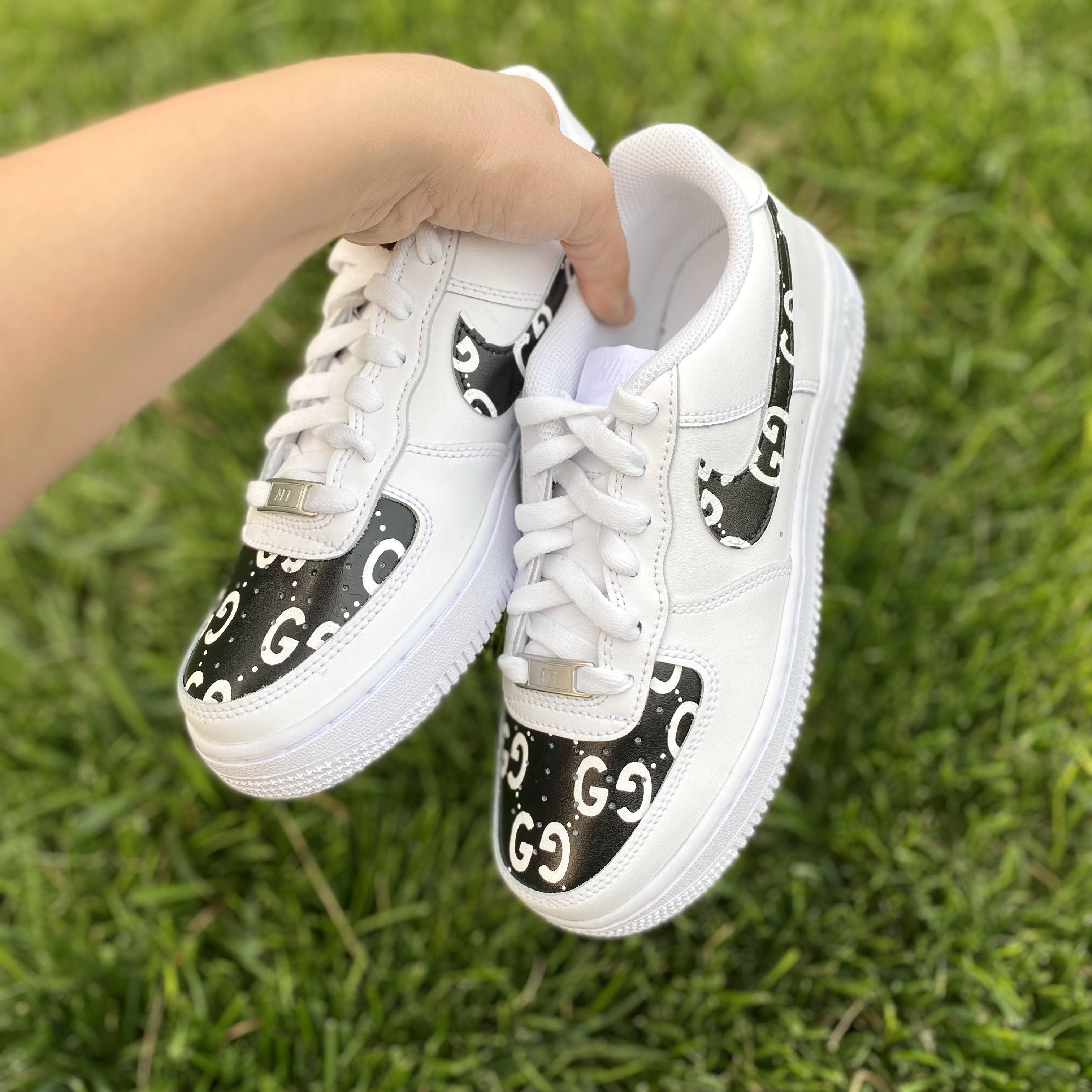 Black and White GG - Gucci Inspired - Custom Air Force 1 - Hand