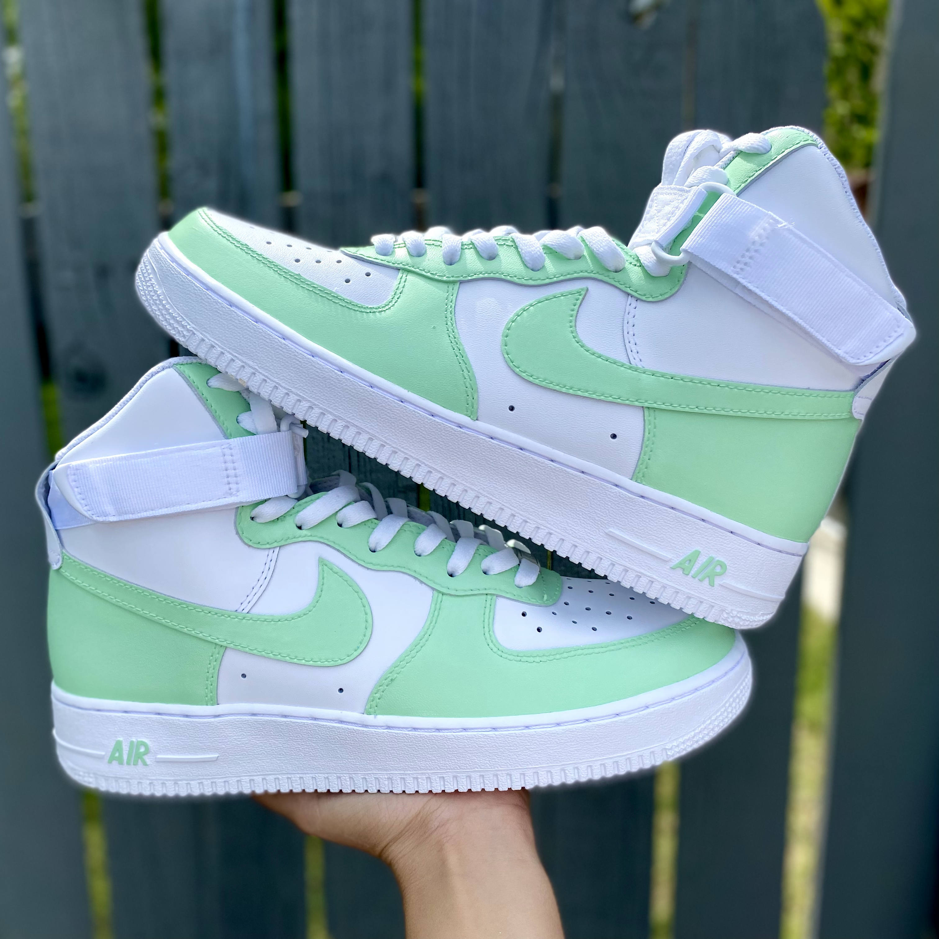 Pastel Green Custom Air Force 1 - Hand Painted AF1 - Custom Forces