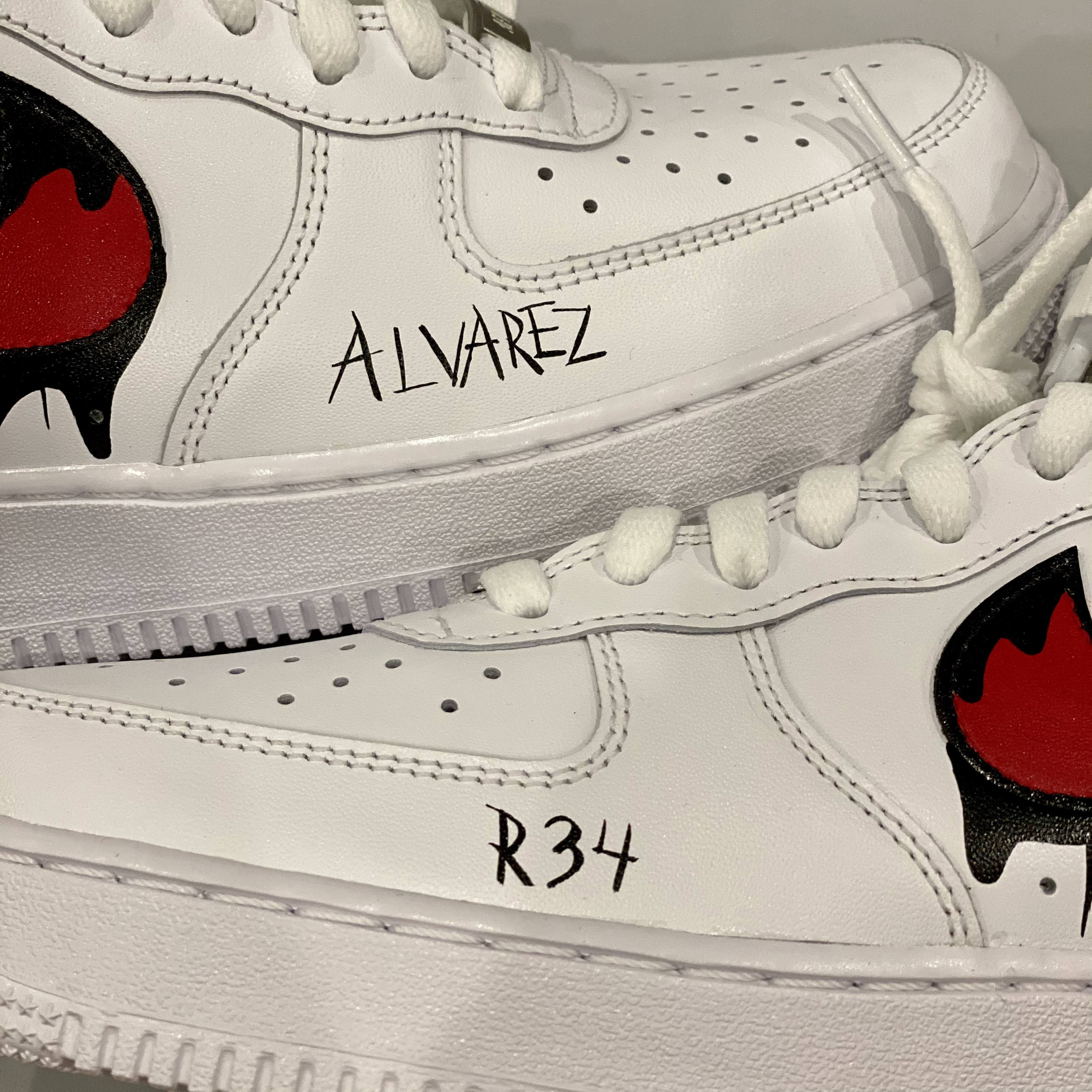 Black Forces with Red and White Shadow Drip Custom Air Force 1 - Hand –  Merakicks