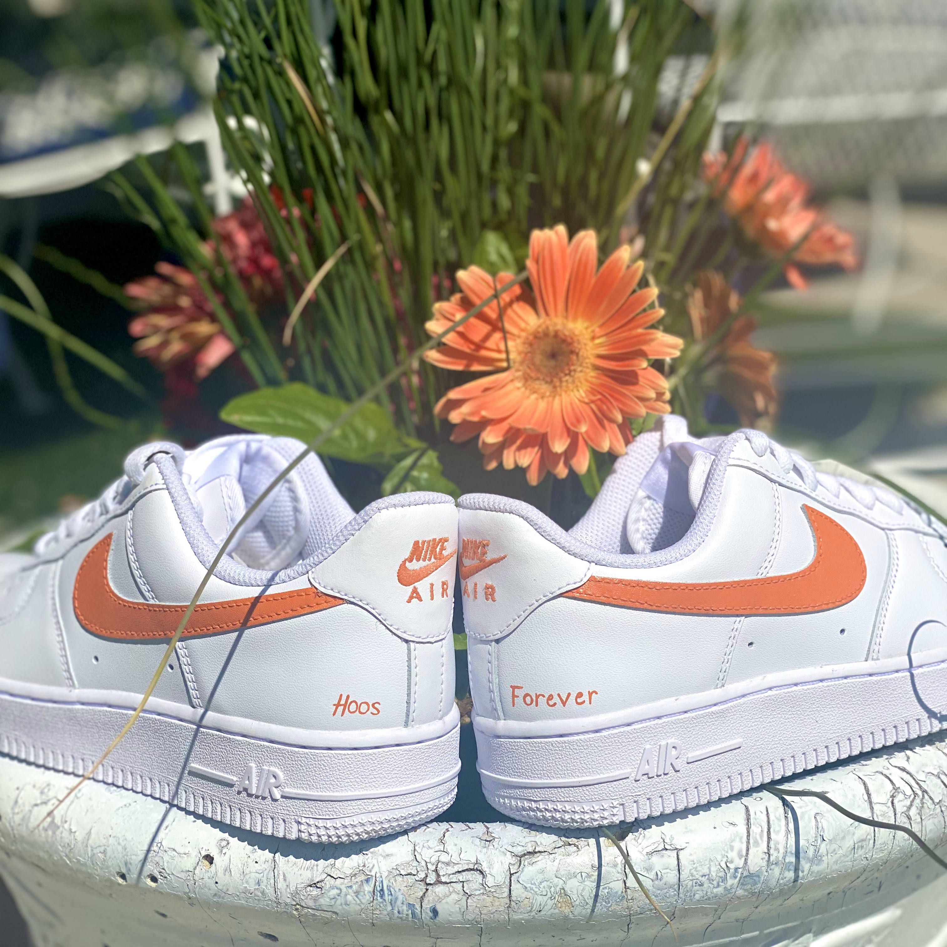 Nike Air Force 1 White Custom 'Orange Swoosh' Edition
