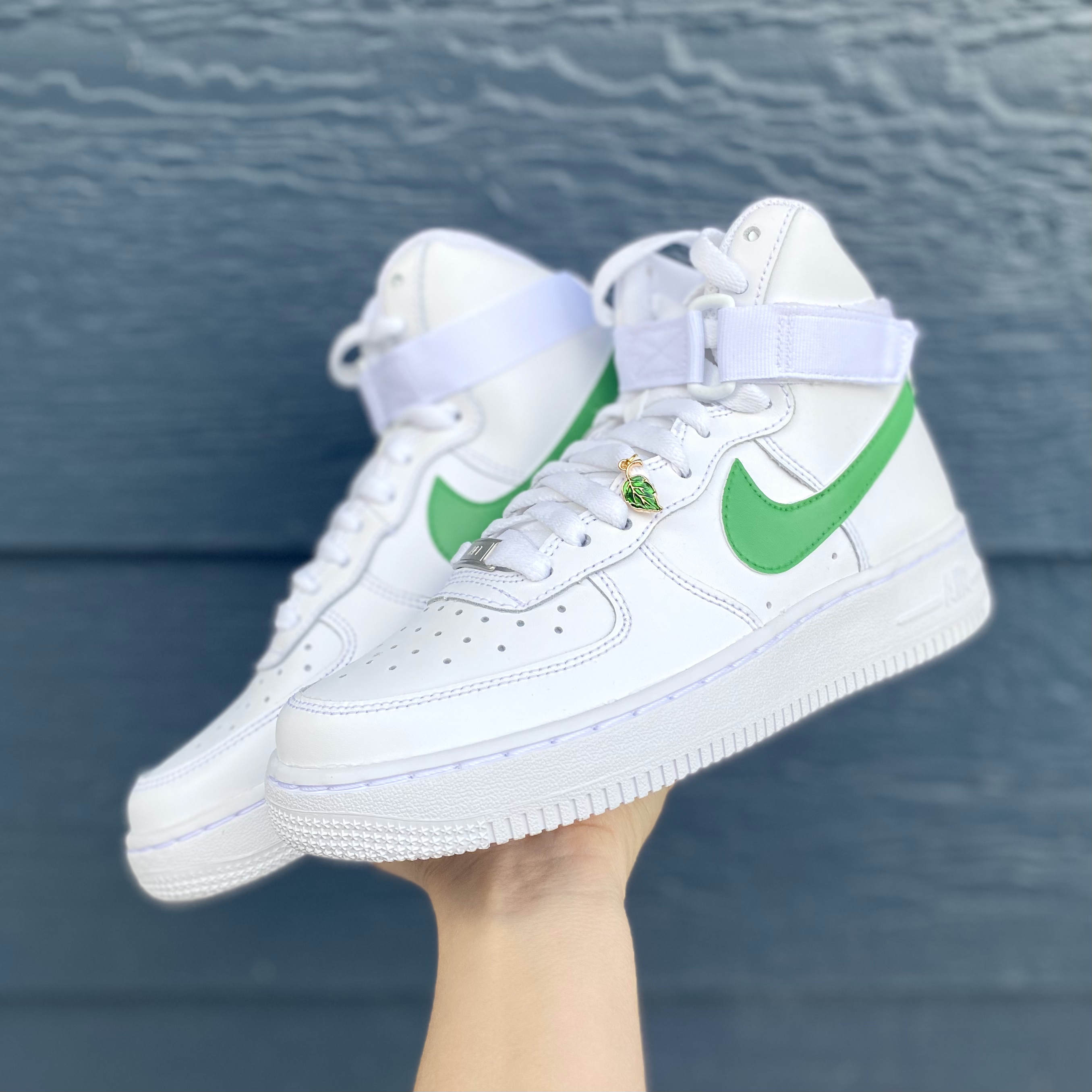 True Green Swoosh Check Custom Air Force 1 - Hand Painted AF1