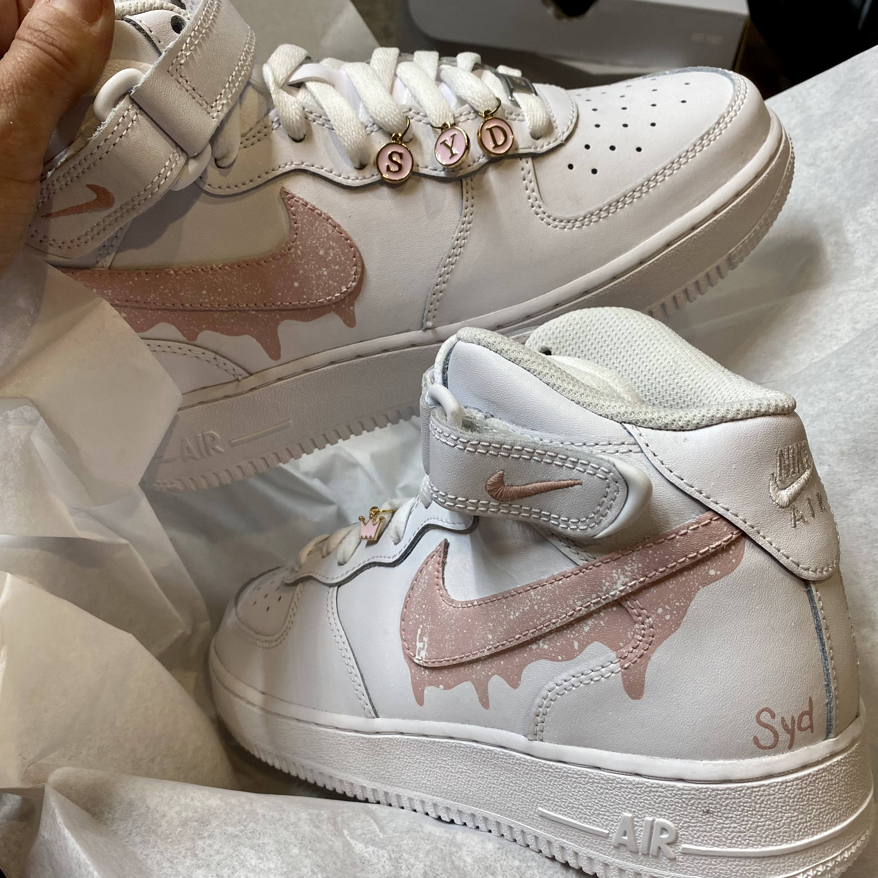 LV Pink Drip Air Force 1's 